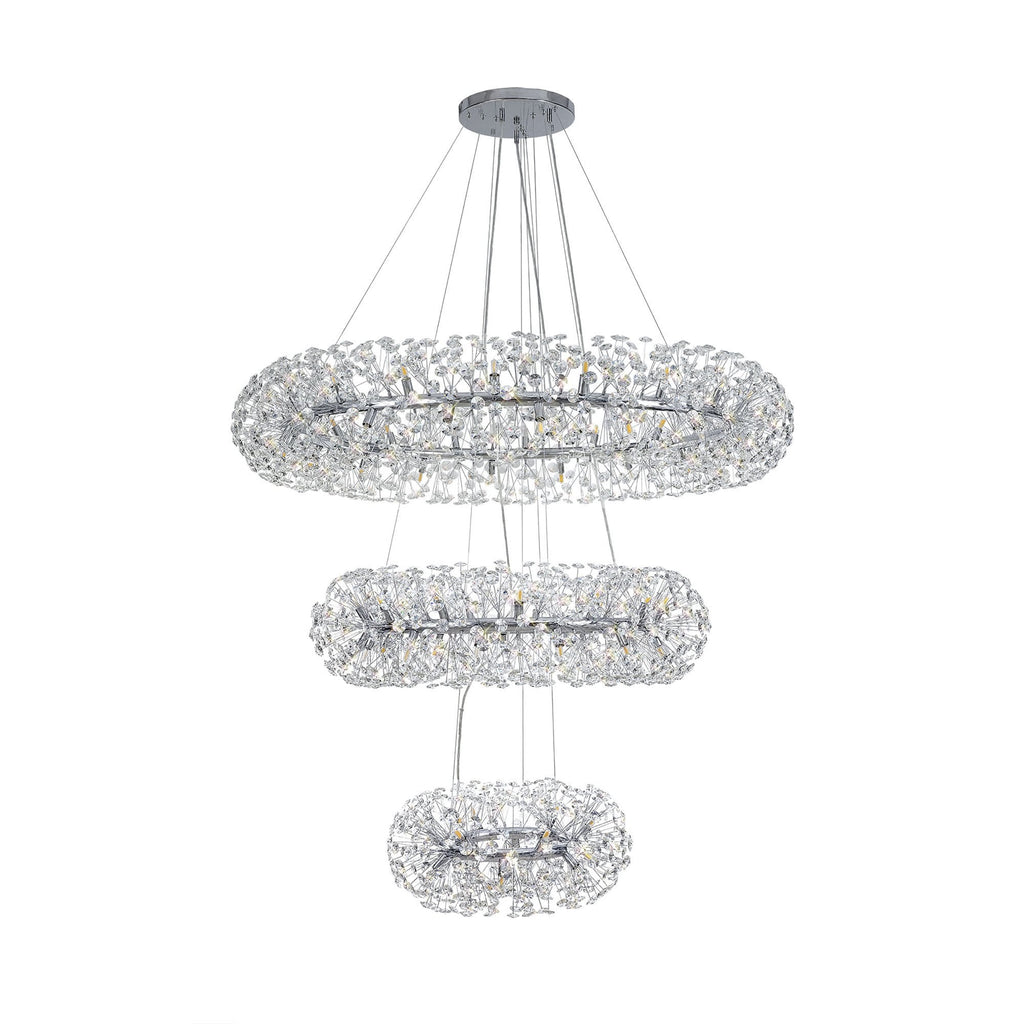 NL82039 Paris 74 Light 3 Tier Pendant Polished Chrome Crystal