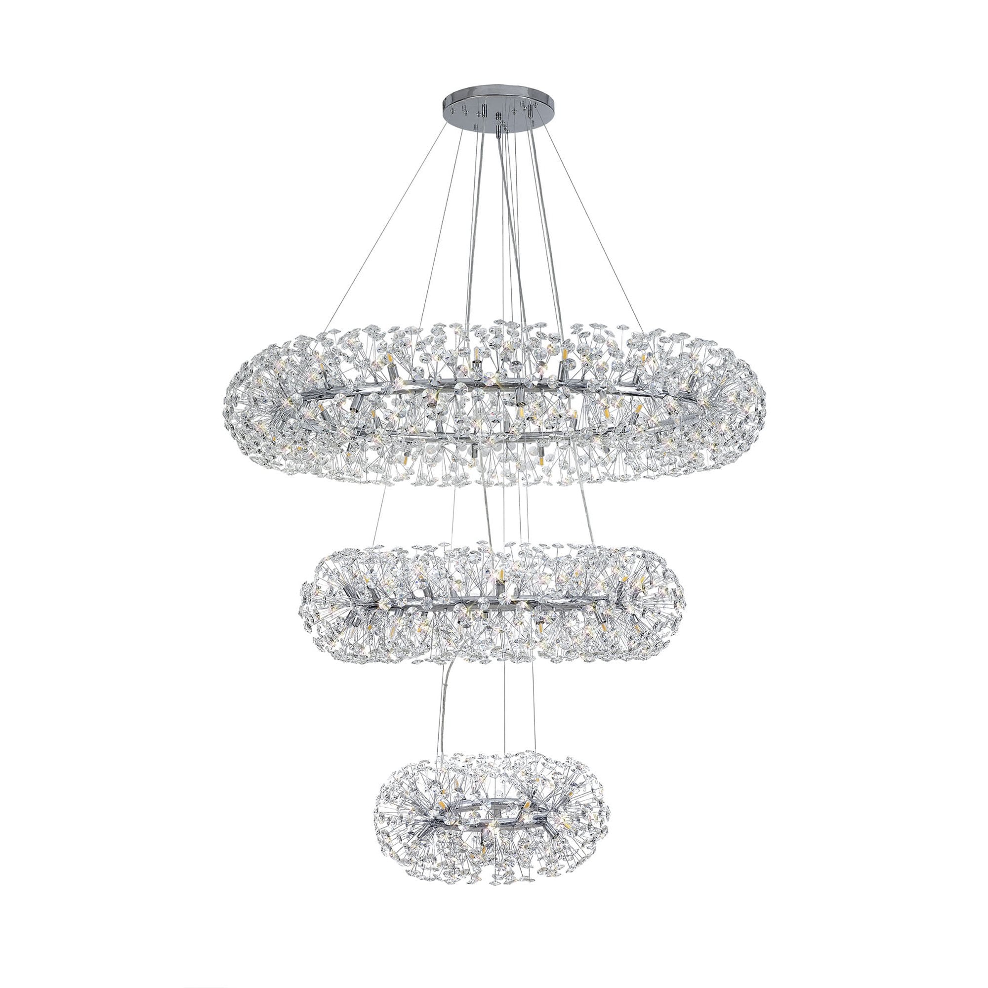 NL82039 Paris 74 Light 3 Tier Pendant Polished Chrome Crystal