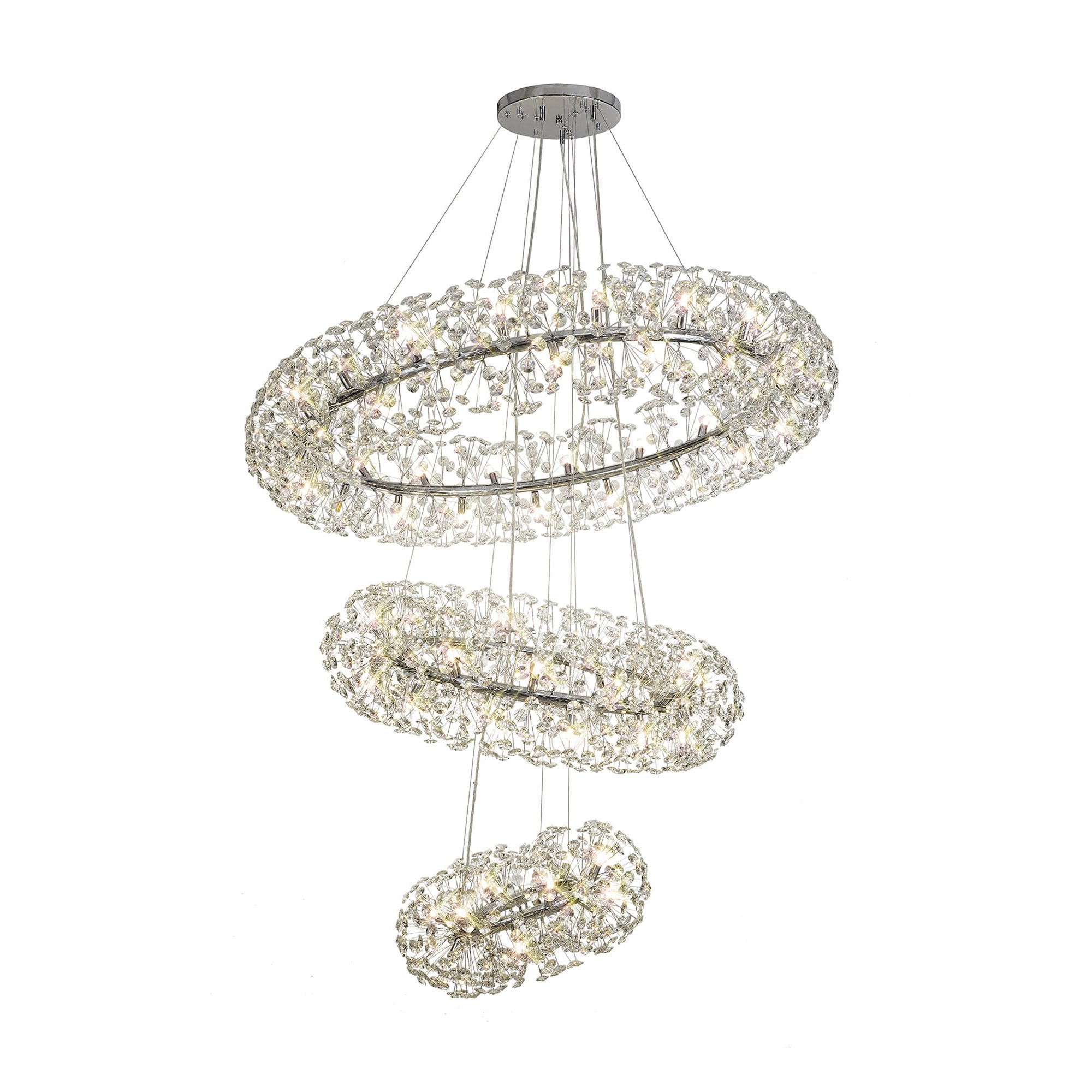 NL82039 Paris 74 Light 3 Tier Pendant Polished Chrome Crystal