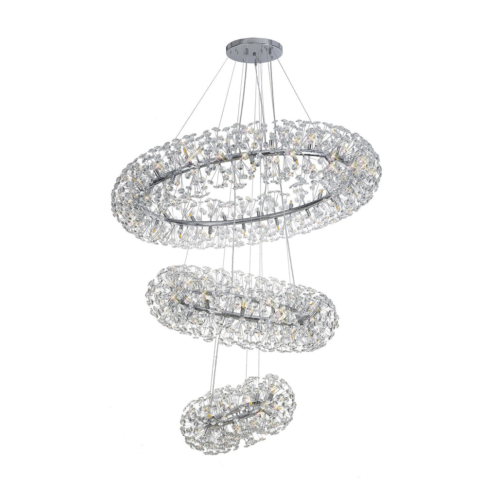 NL82039 Paris 74 Light 3 Tier Pendant Polished Chrome Crystal