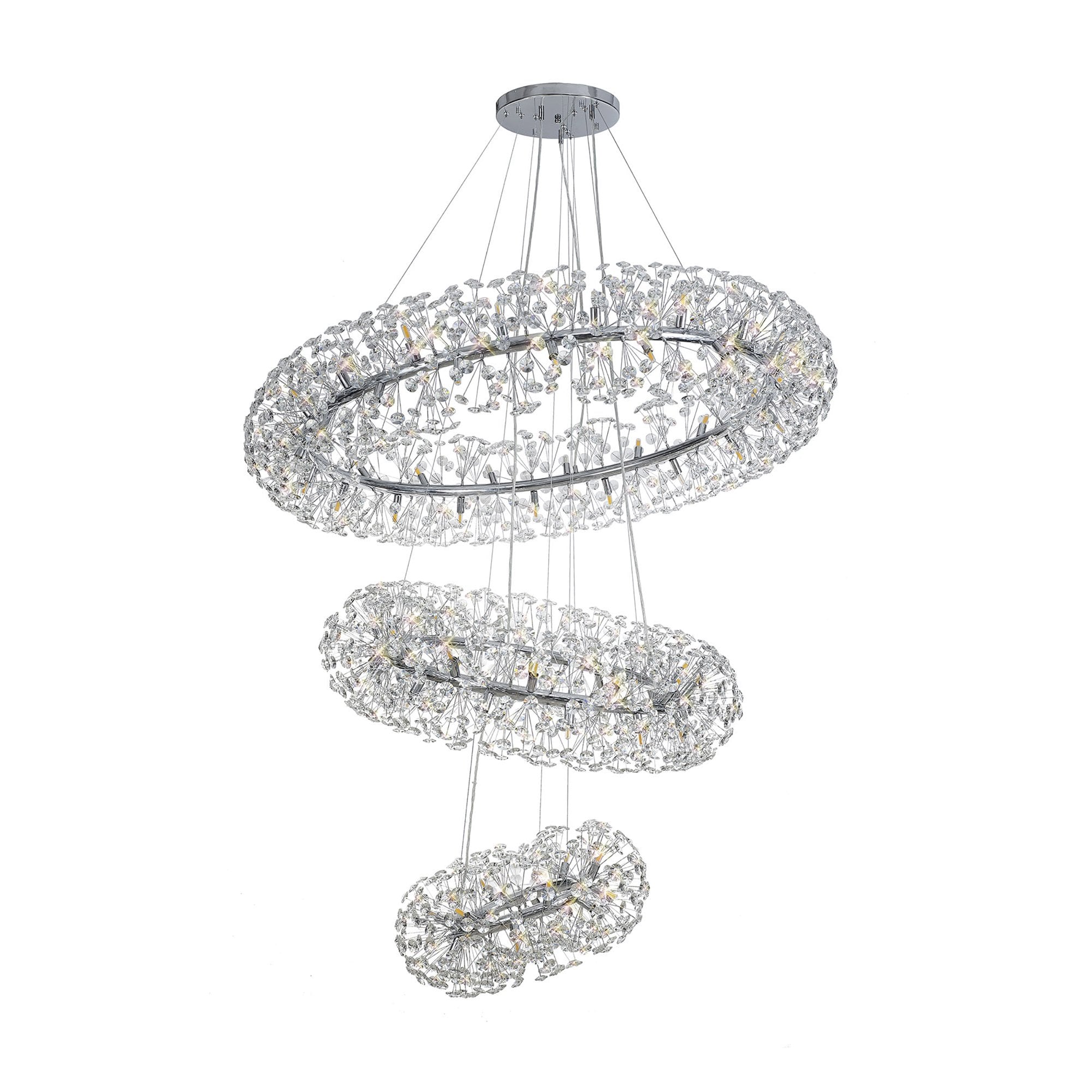 NL82039 Paris 74 Light 3 Tier Pendant Polished Chrome Crystal