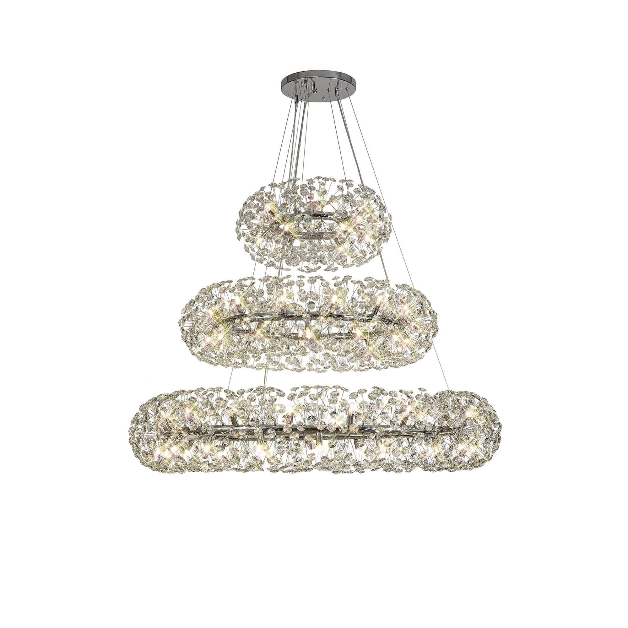 NL82039 Paris 74 Light 3 Tier Pendant Polished Chrome Crystal