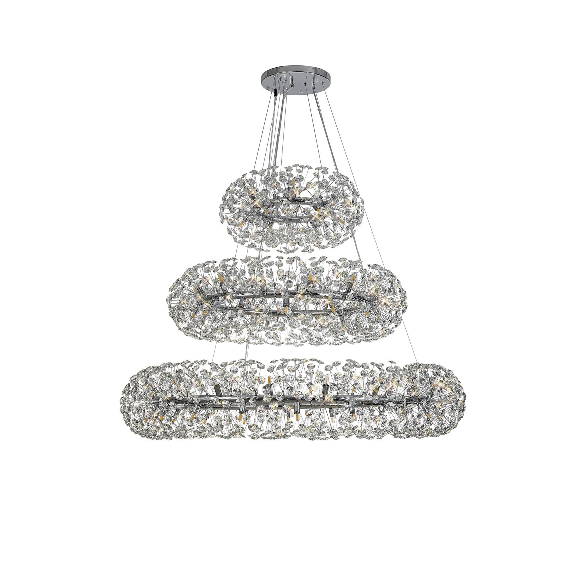 NL82039 Paris 74 Light 3 Tier Pendant Polished Chrome Crystal