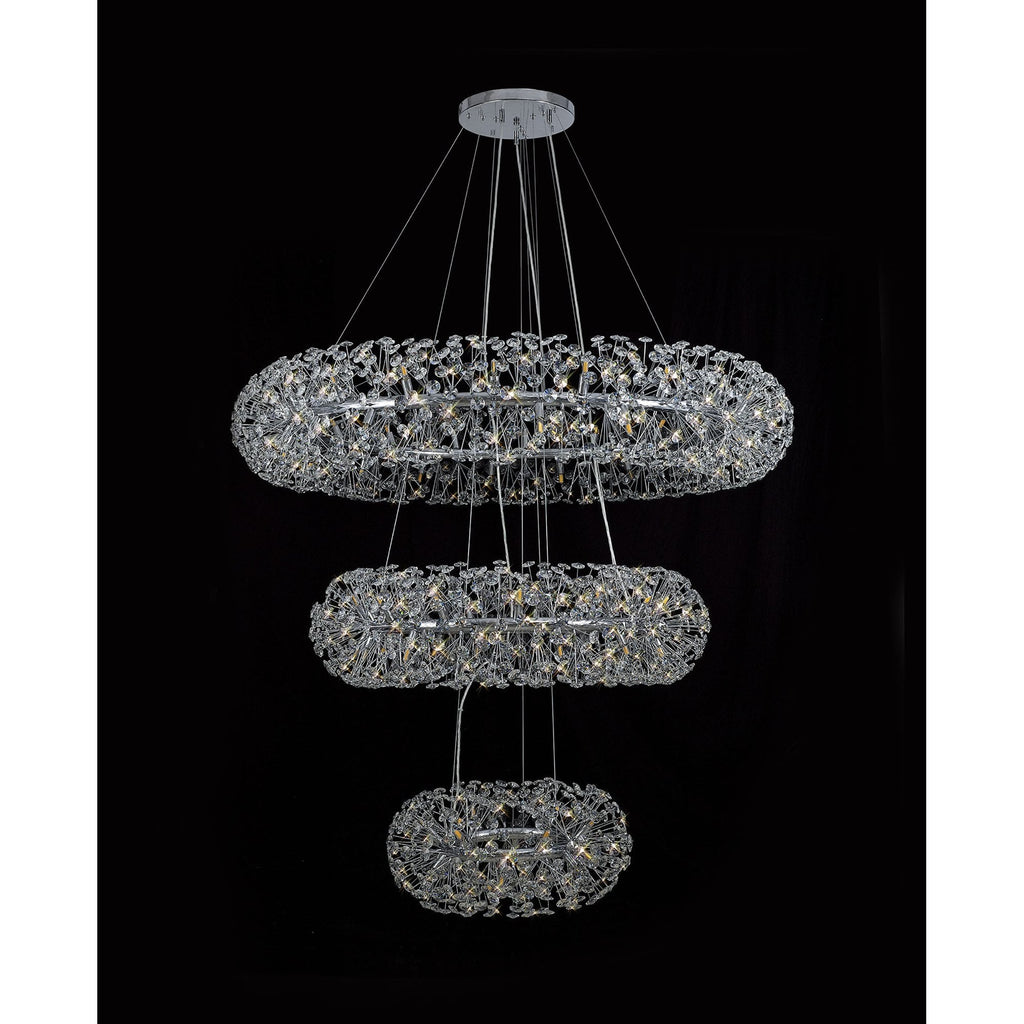 NL82039 Paris 74 Light 3 Tier Pendant Polished Chrome Crystal
