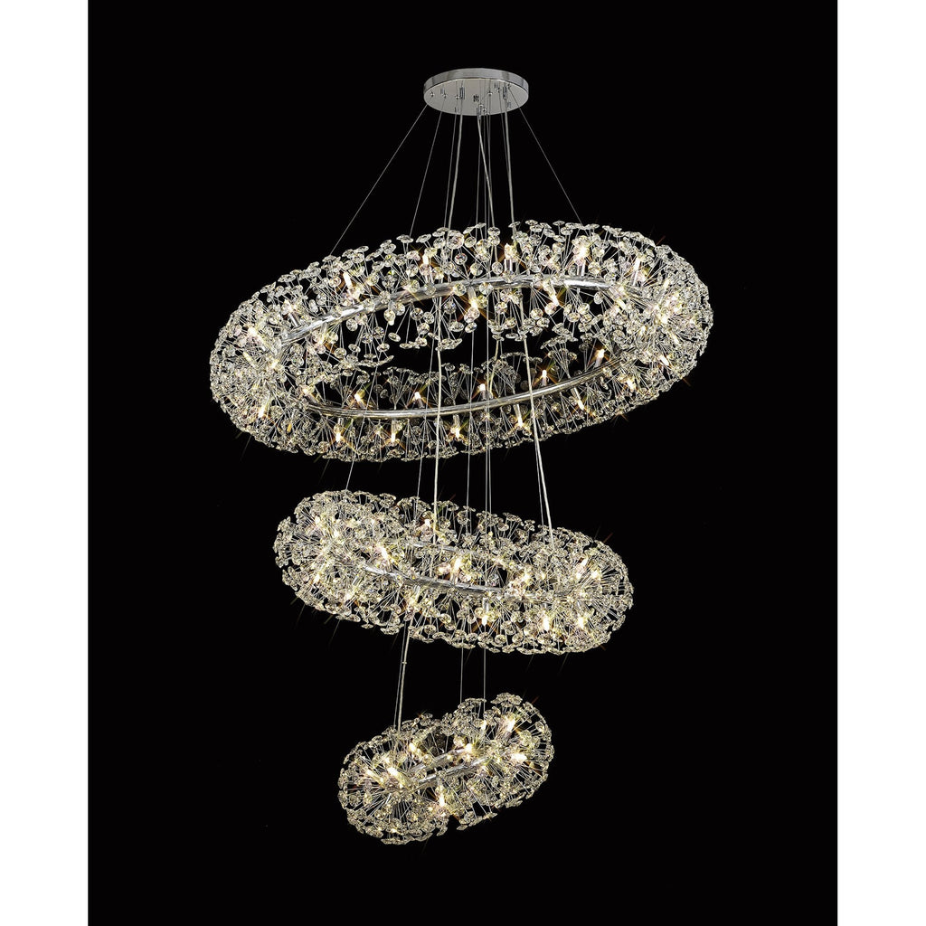 NL82039 Paris 74 Light 3 Tier Pendant Polished Chrome Crystal