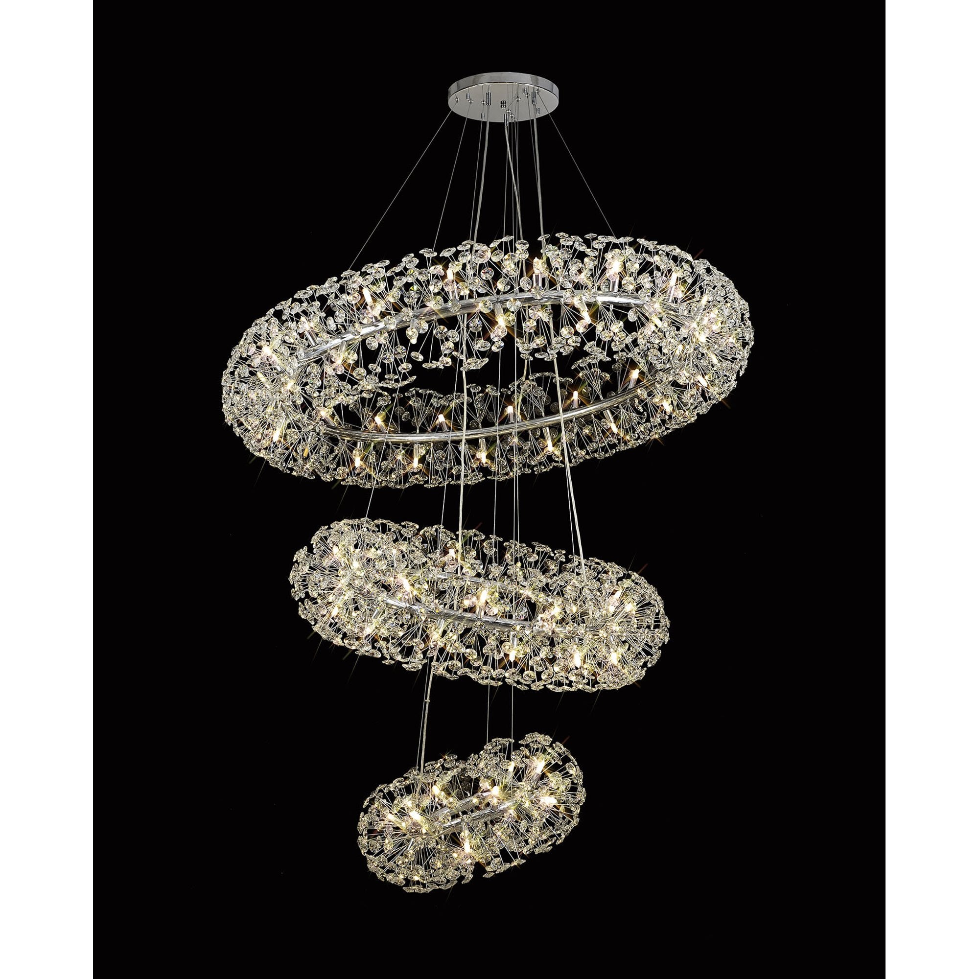 NL82039 Paris 74 Light 3 Tier Pendant Polished Chrome Crystal