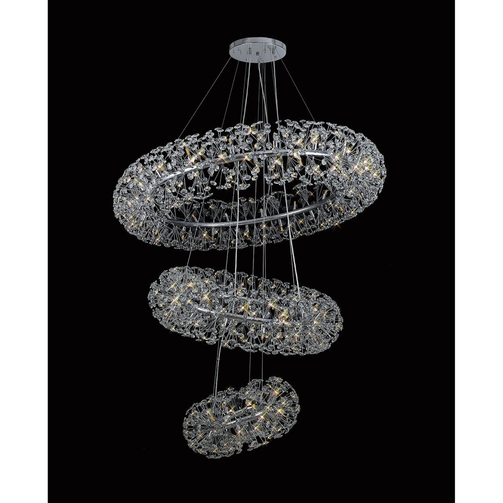 NL82039 Paris 74 Light 3 Tier Pendant Polished Chrome Crystal