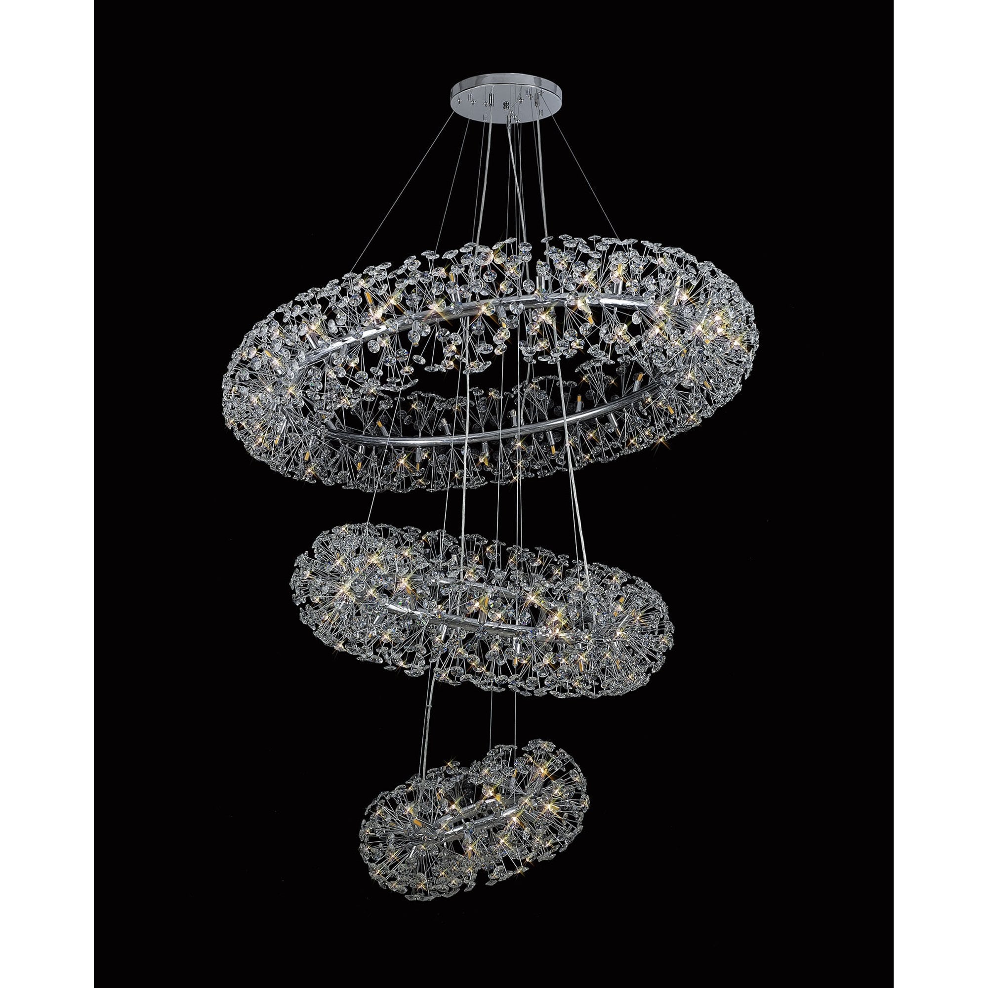 NL82039 Paris 74 Light 3 Tier Pendant Polished Chrome Crystal