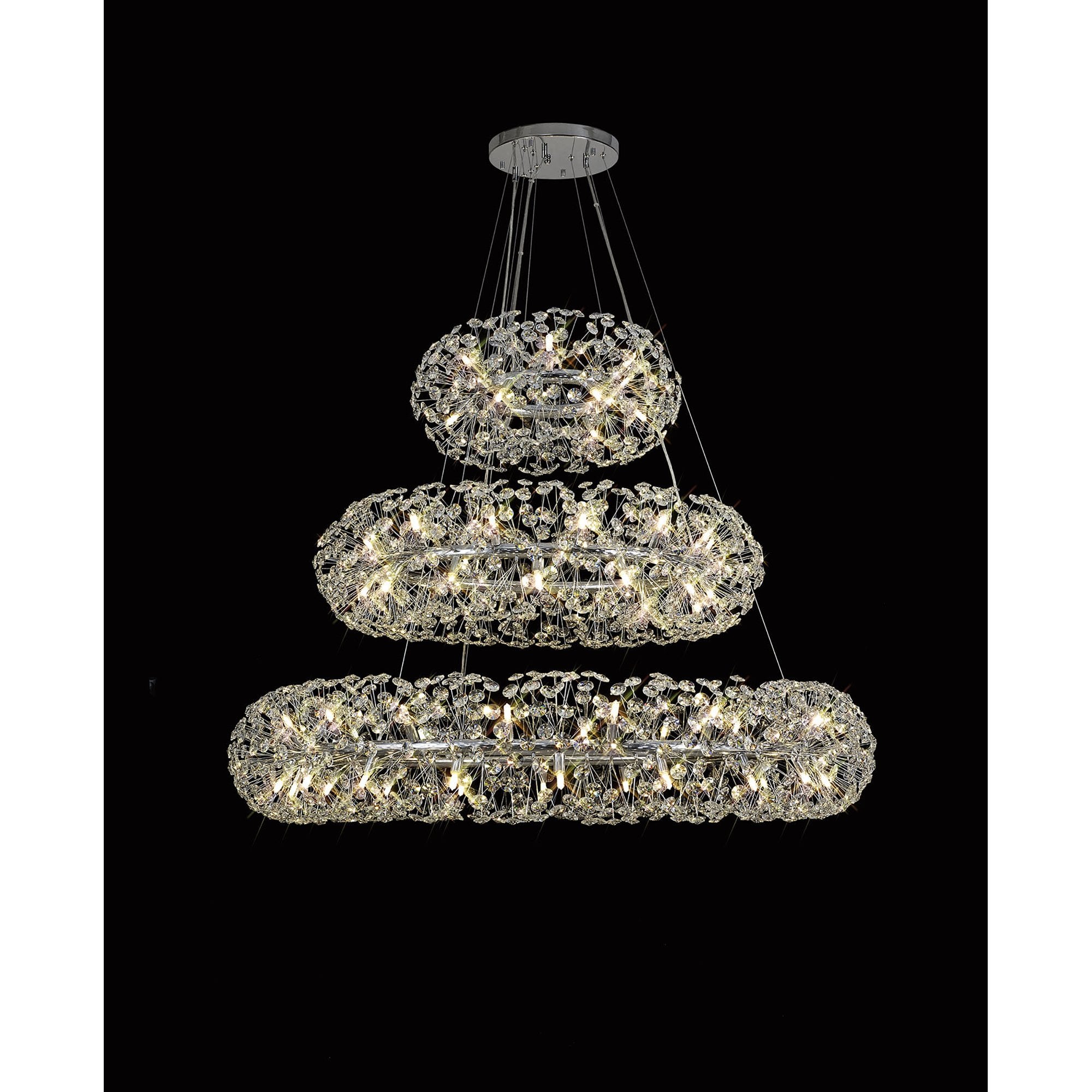 NL82039 Paris 74 Light 3 Tier Pendant Polished Chrome Crystal