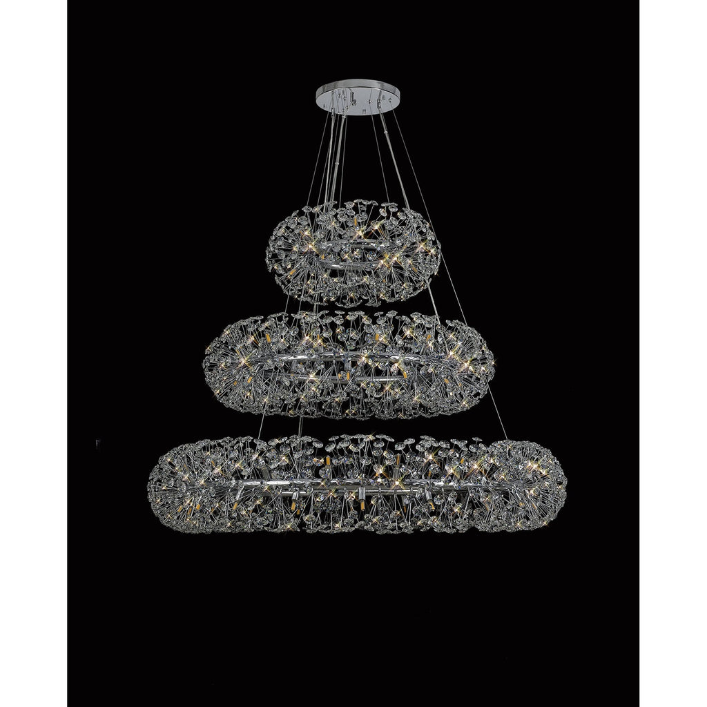 NL82039 Paris 74 Light 3 Tier Pendant Polished Chrome Crystal