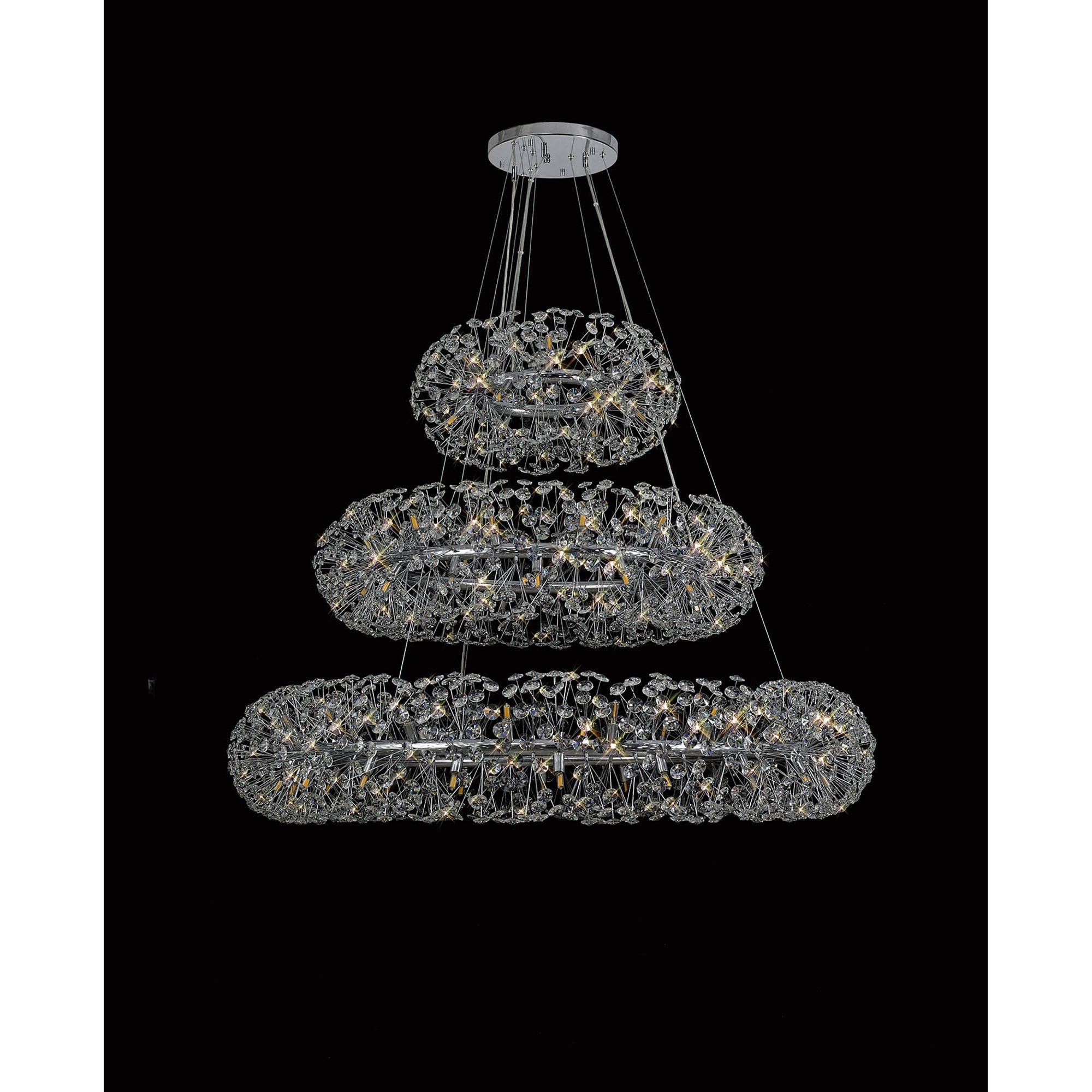 NL82039 Paris 74 Light 3 Tier Pendant Polished Chrome Crystal