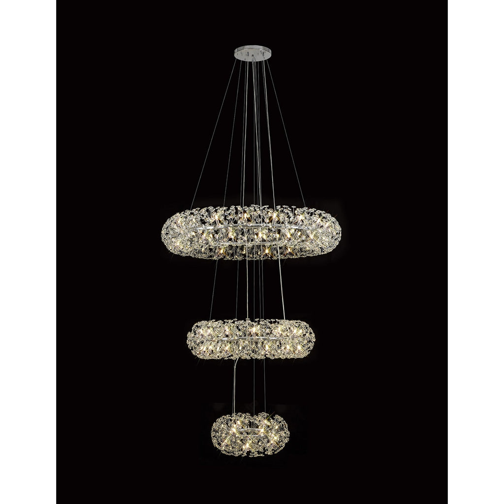 NL82039 Paris 74 Light 3 Tier Pendant Polished Chrome Crystal