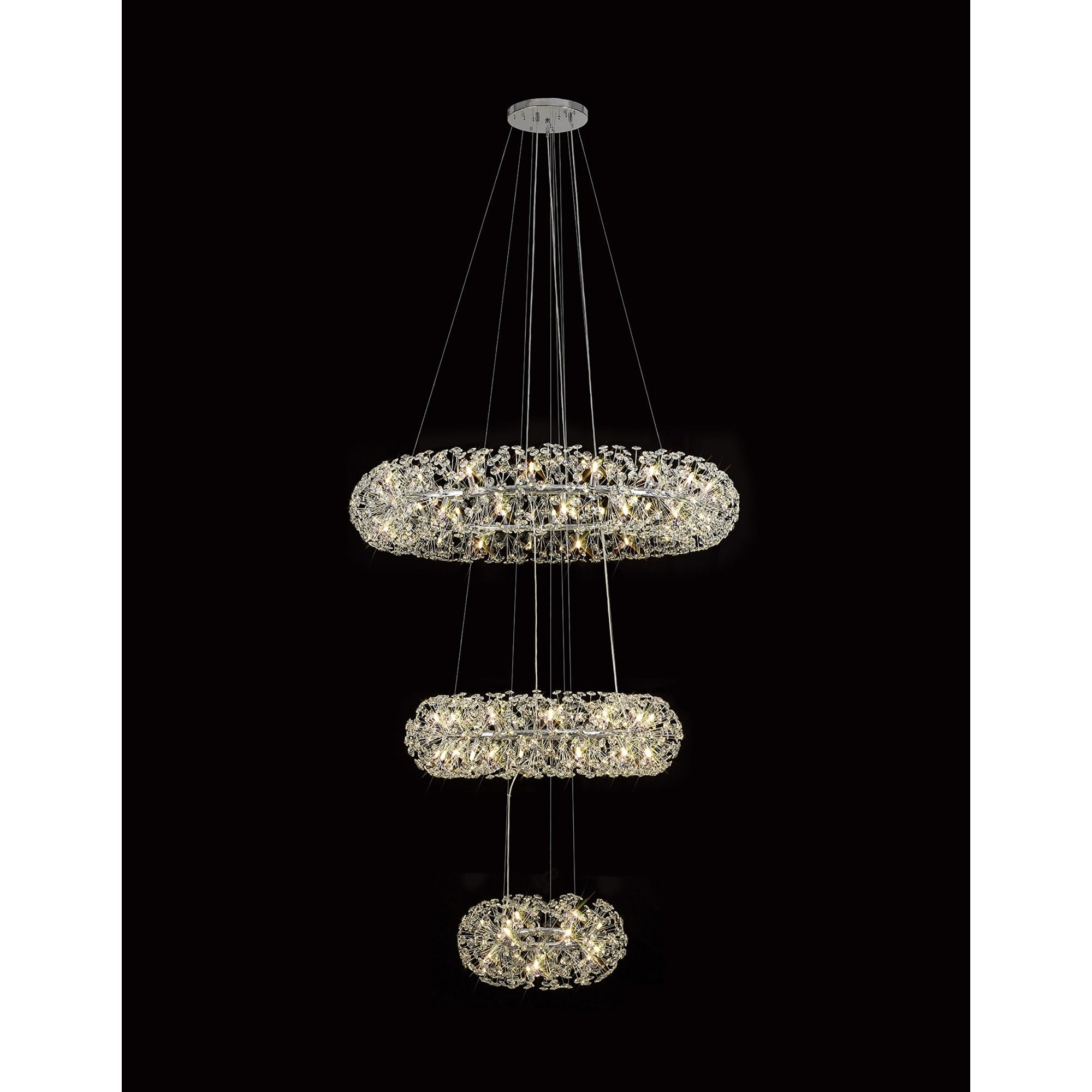 NL82039 Paris 74 Light 3 Tier Pendant Polished Chrome Crystal