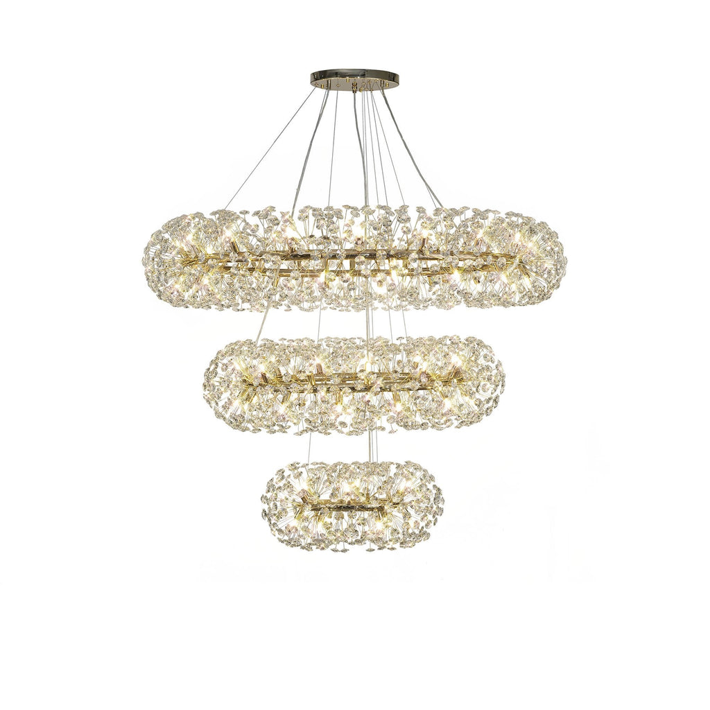 NL82089 Paris  74 Light 3 Tier Pendant French Gold Crystal