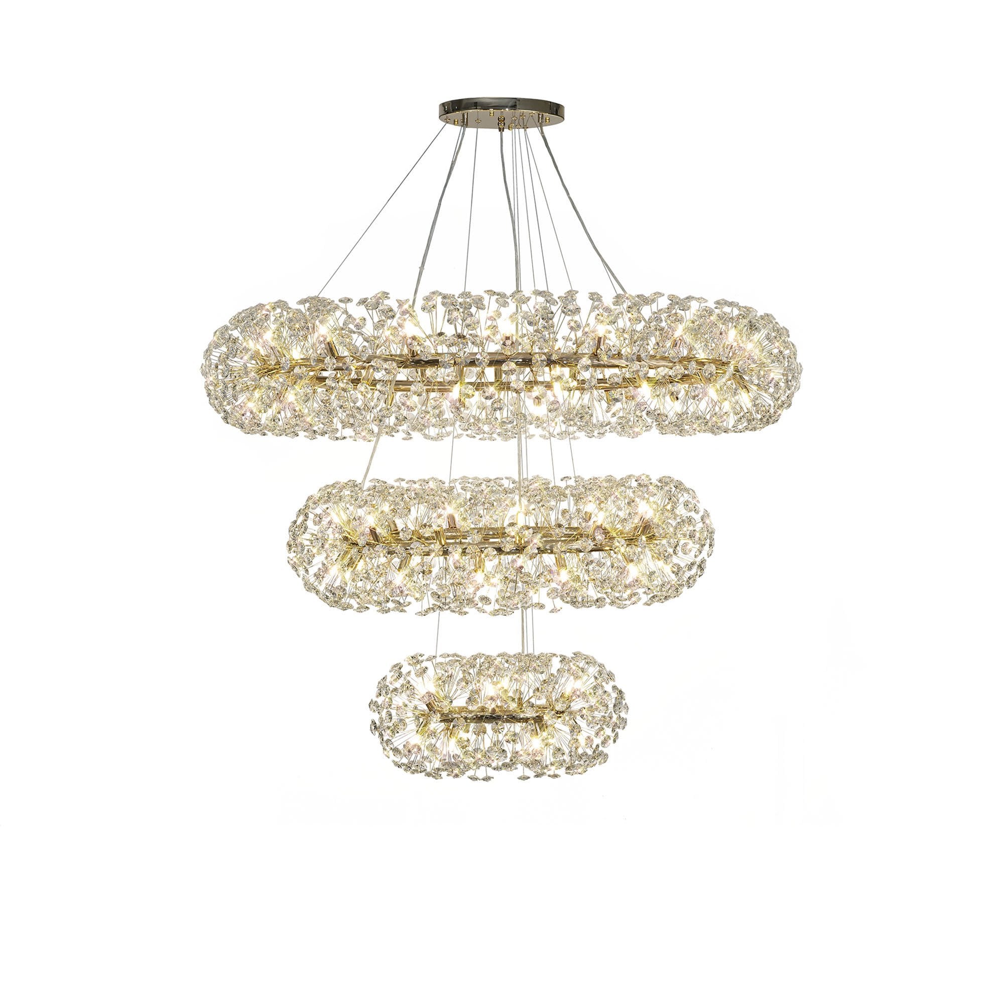 NL82089 Paris  74 Light 3 Tier Pendant French Gold Crystal