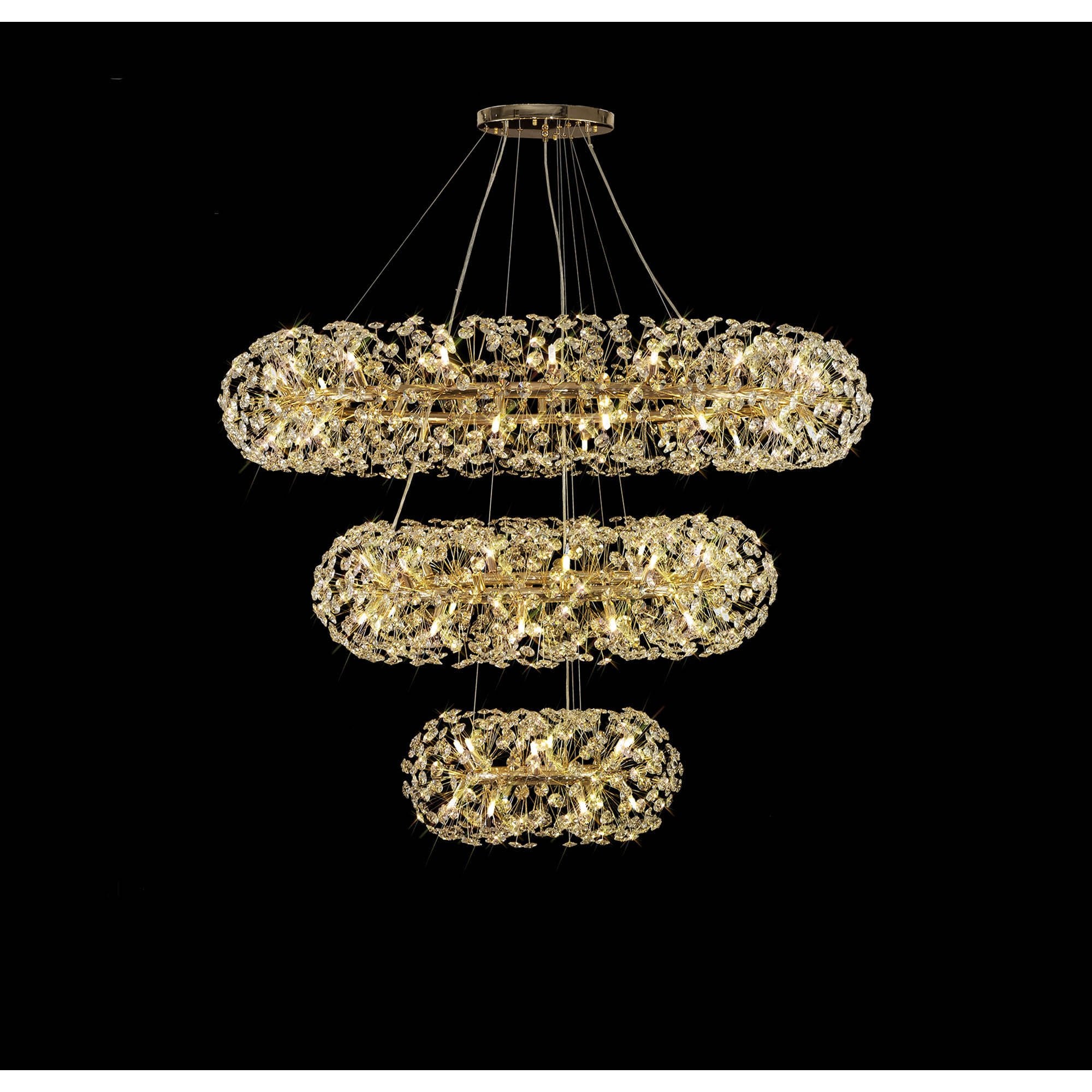 NL82089 Paris  74 Light 3 Tier Pendant French Gold Crystal