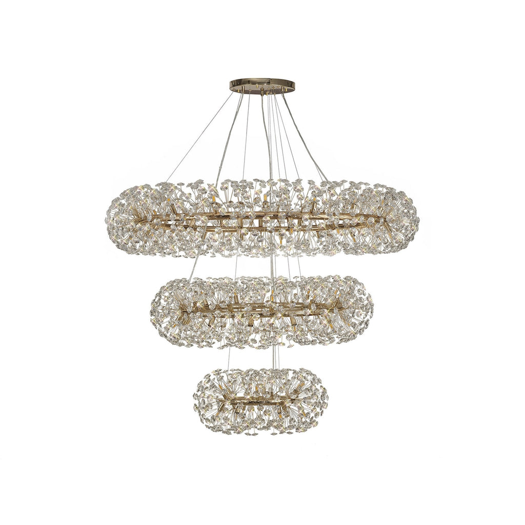 NL82089 Paris  74 Light 3 Tier Pendant French Gold Crystal