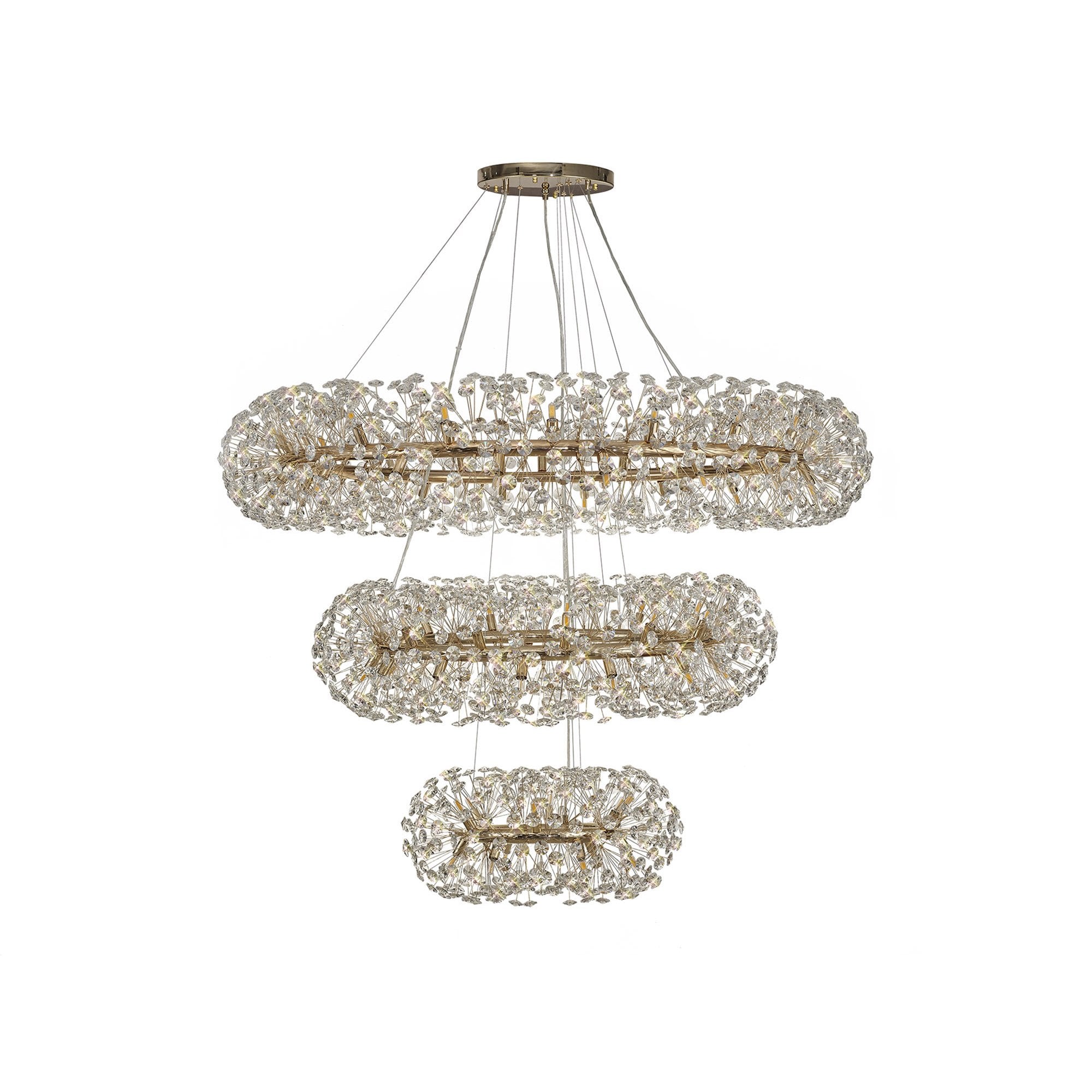 NL82089 Paris  74 Light 3 Tier Pendant French Gold Crystal
