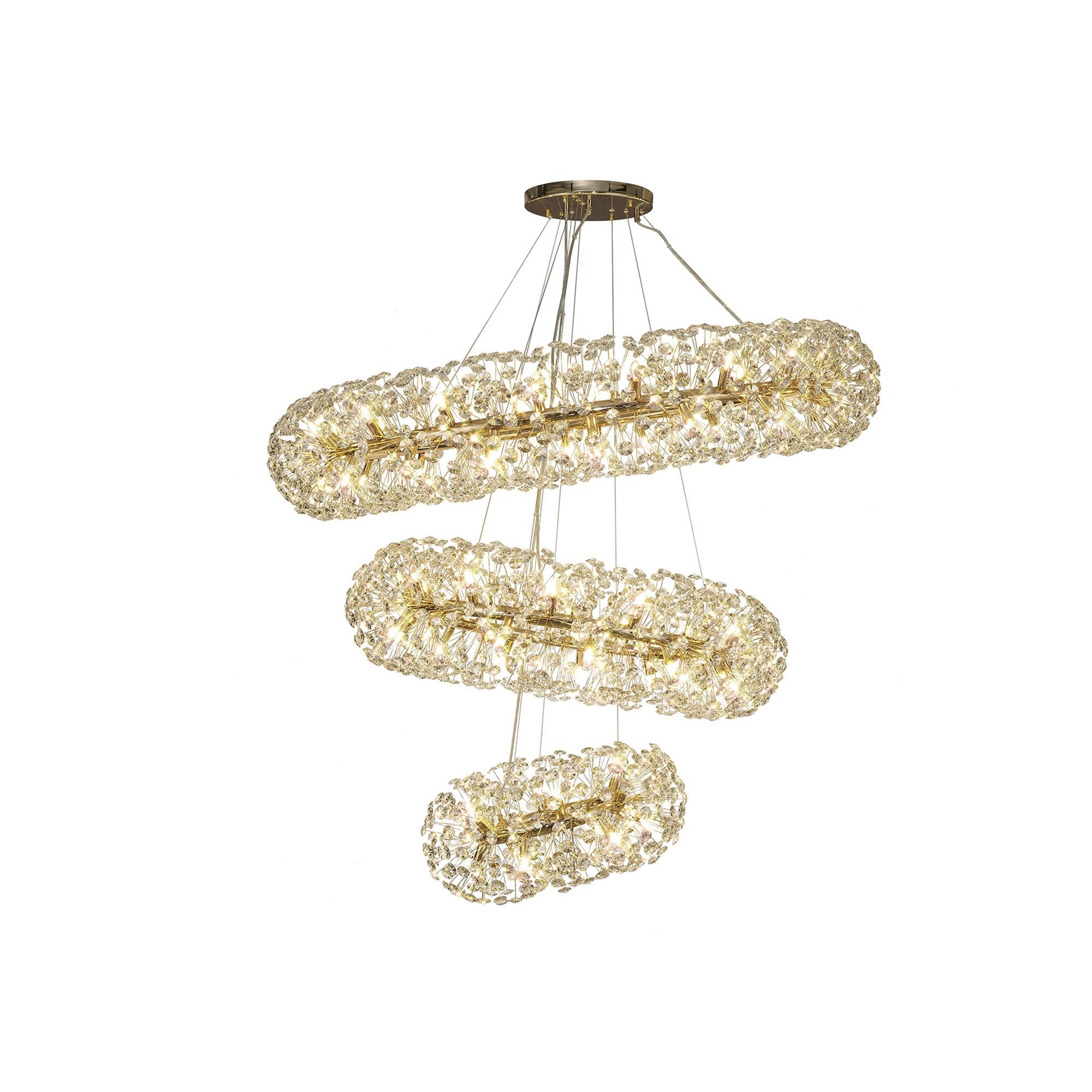 NL82089 Paris  74 Light 3 Tier Pendant French Gold Crystal