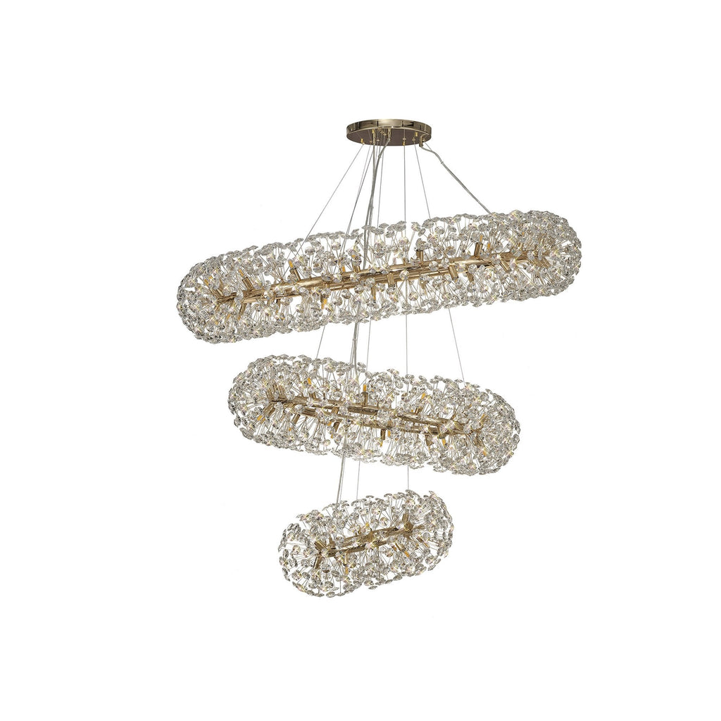 NL82089 Paris  74 Light 3 Tier Pendant French Gold Crystal
