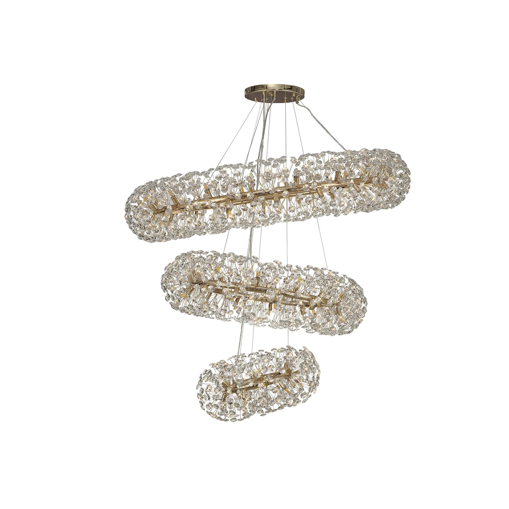 NL82089 Paris  74 Light 3 Tier Pendant French Gold Crystal