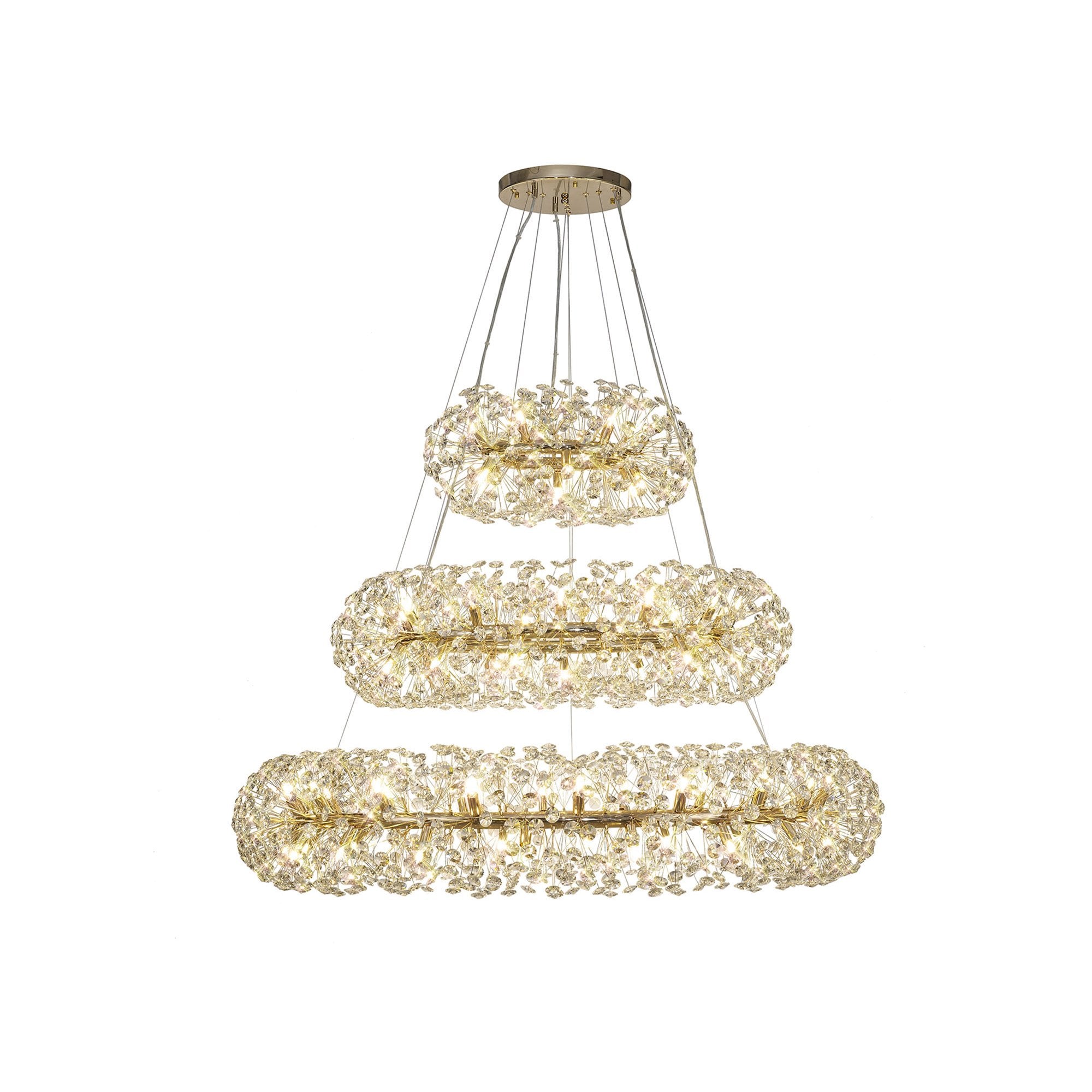 NL82089 Paris  74 Light 3 Tier Pendant French Gold Crystal