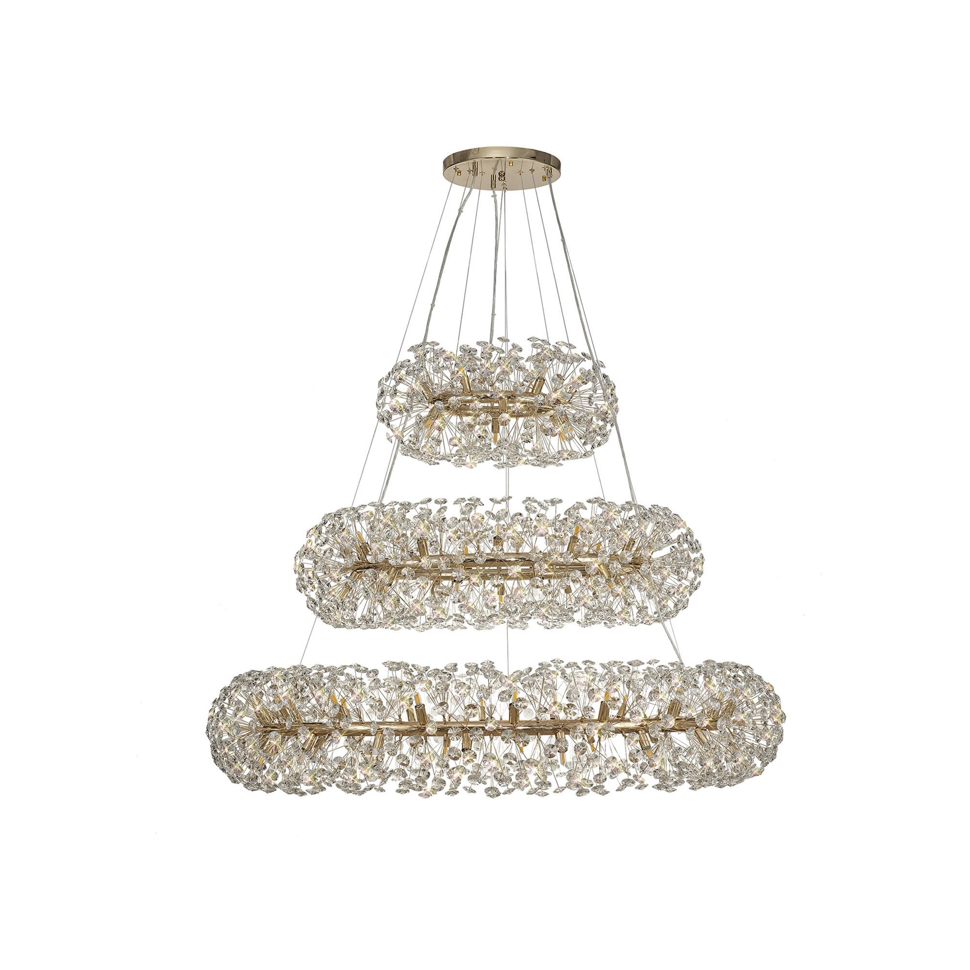 NL82089 Paris  74 Light 3 Tier Pendant French Gold Crystal