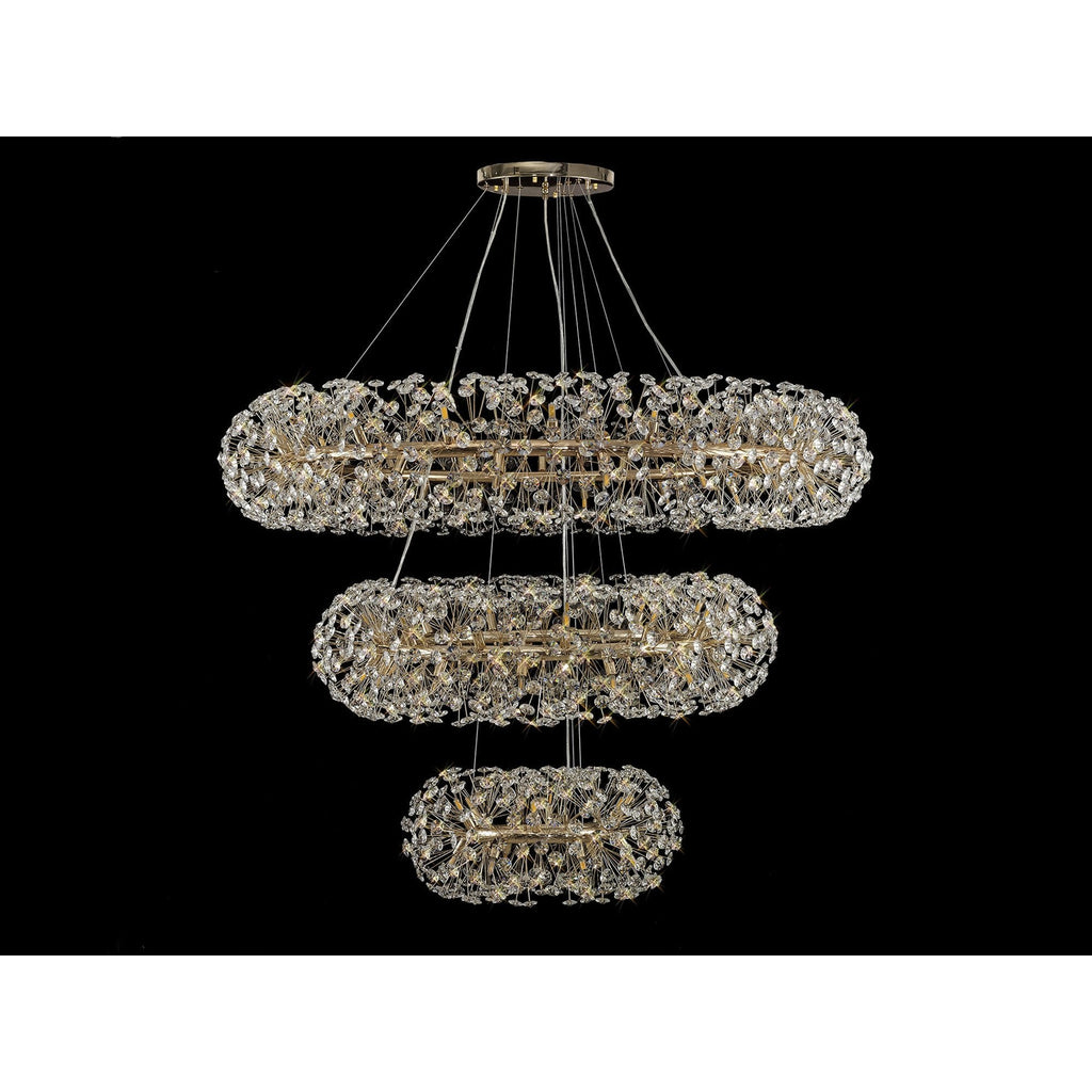 NL82089 Paris  74 Light 3 Tier Pendant French Gold Crystal