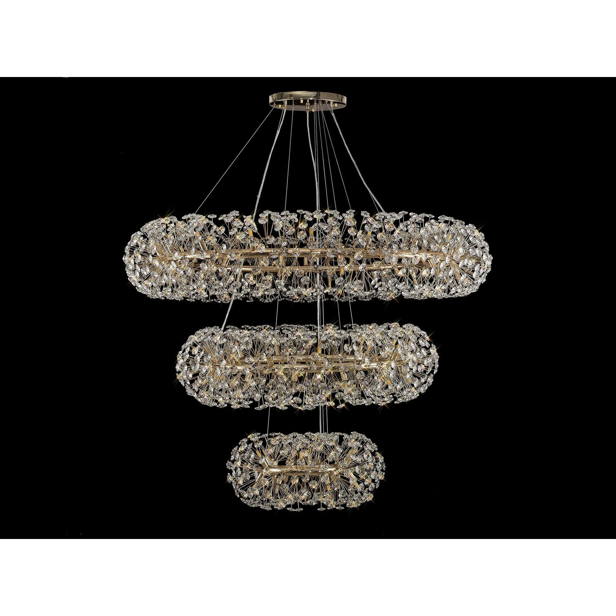 NL82089 Paris  74 Light 3 Tier Pendant French Gold Crystal