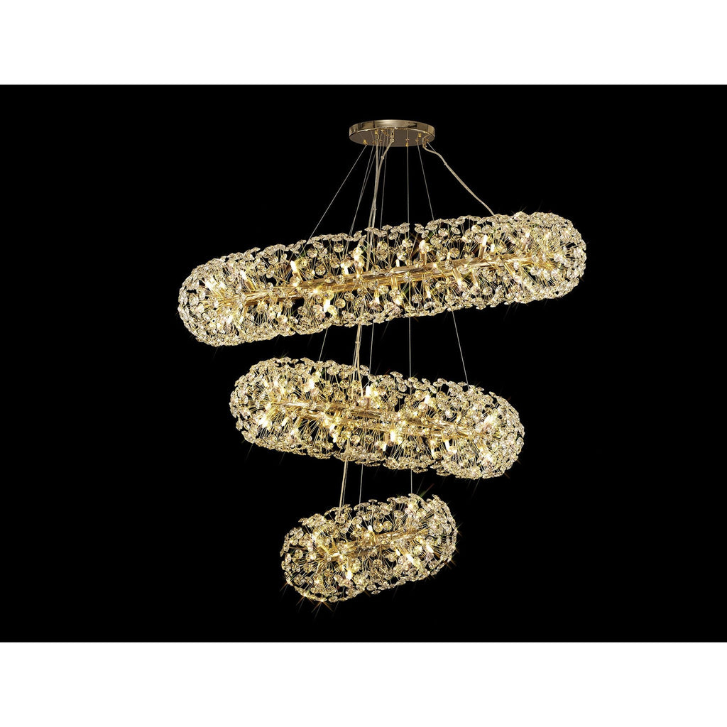 NL82089 Paris  74 Light 3 Tier Pendant French Gold Crystal