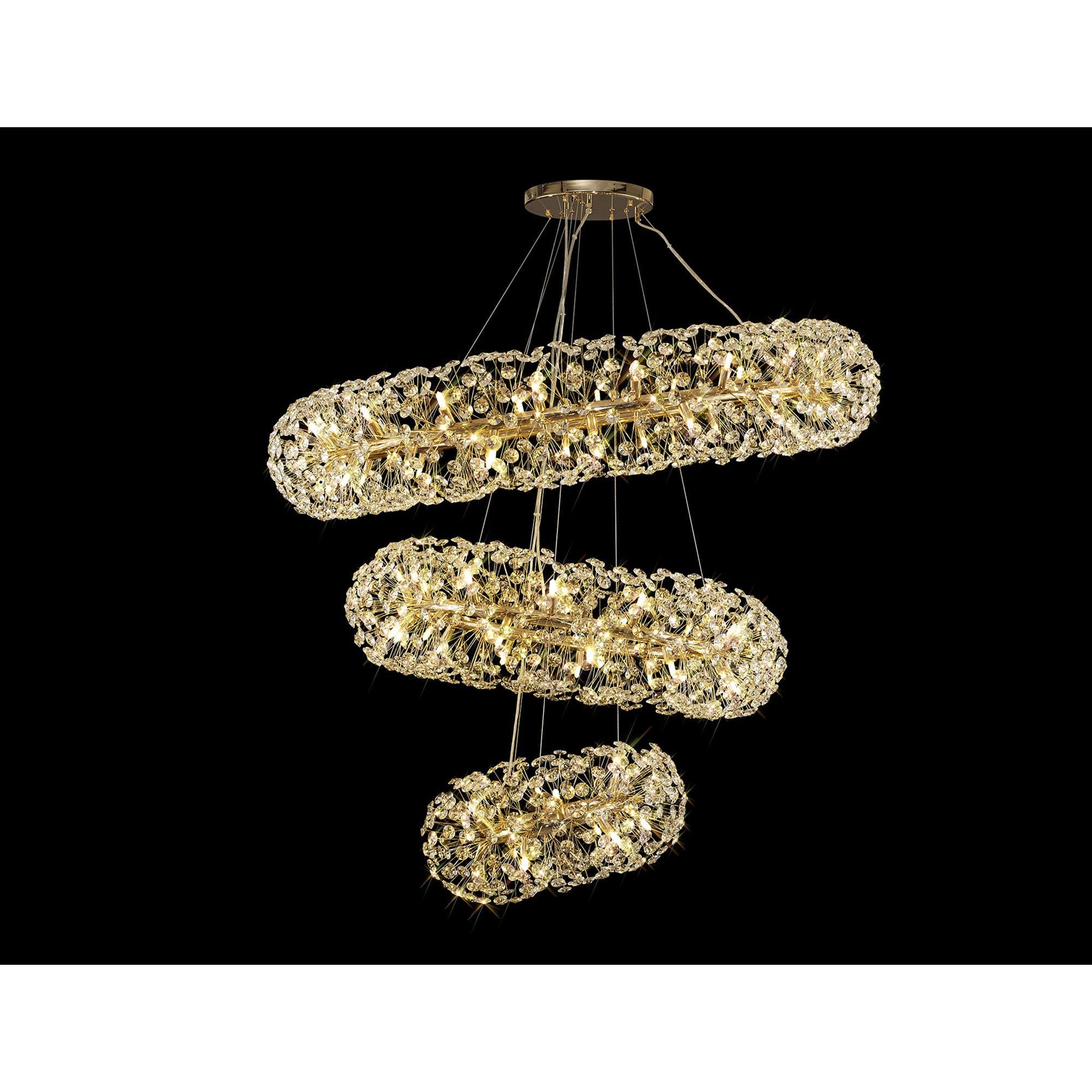 NL82089 Paris  74 Light 3 Tier Pendant French Gold Crystal