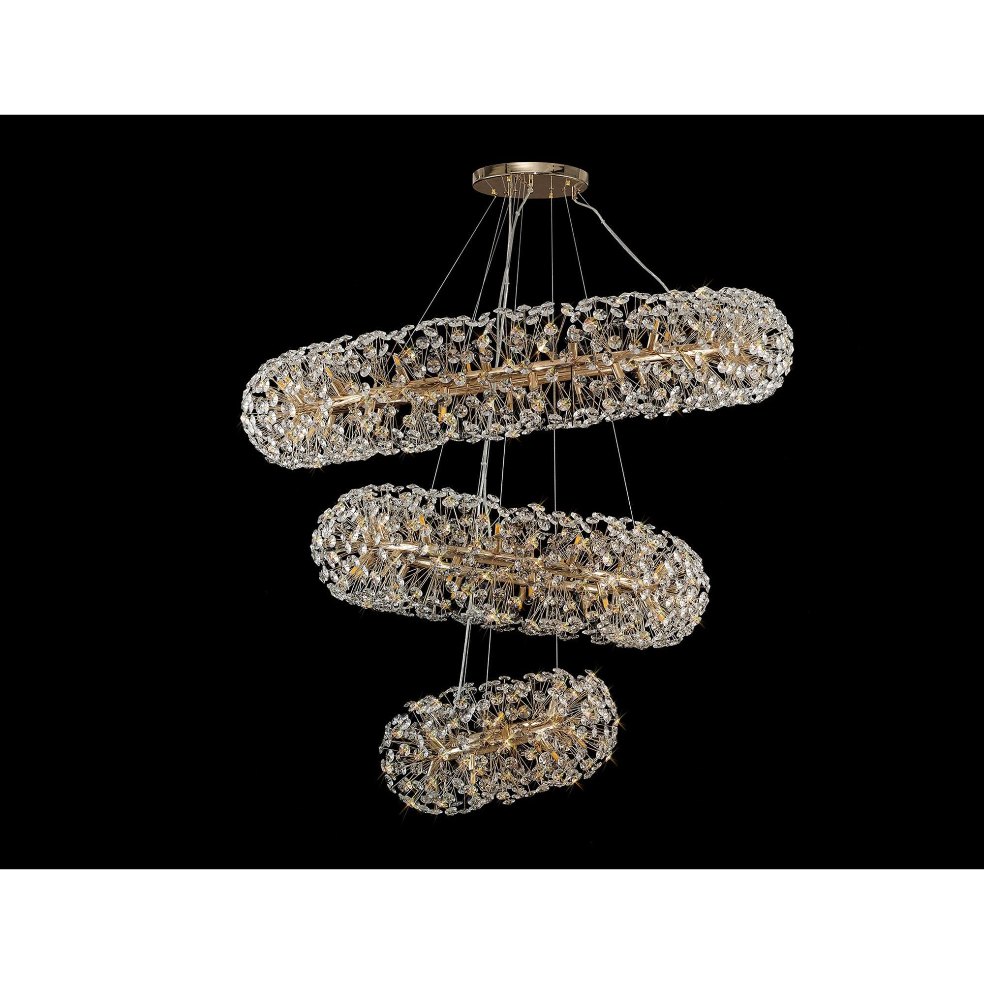 NL82089 Paris  74 Light 3 Tier Pendant French Gold Crystal