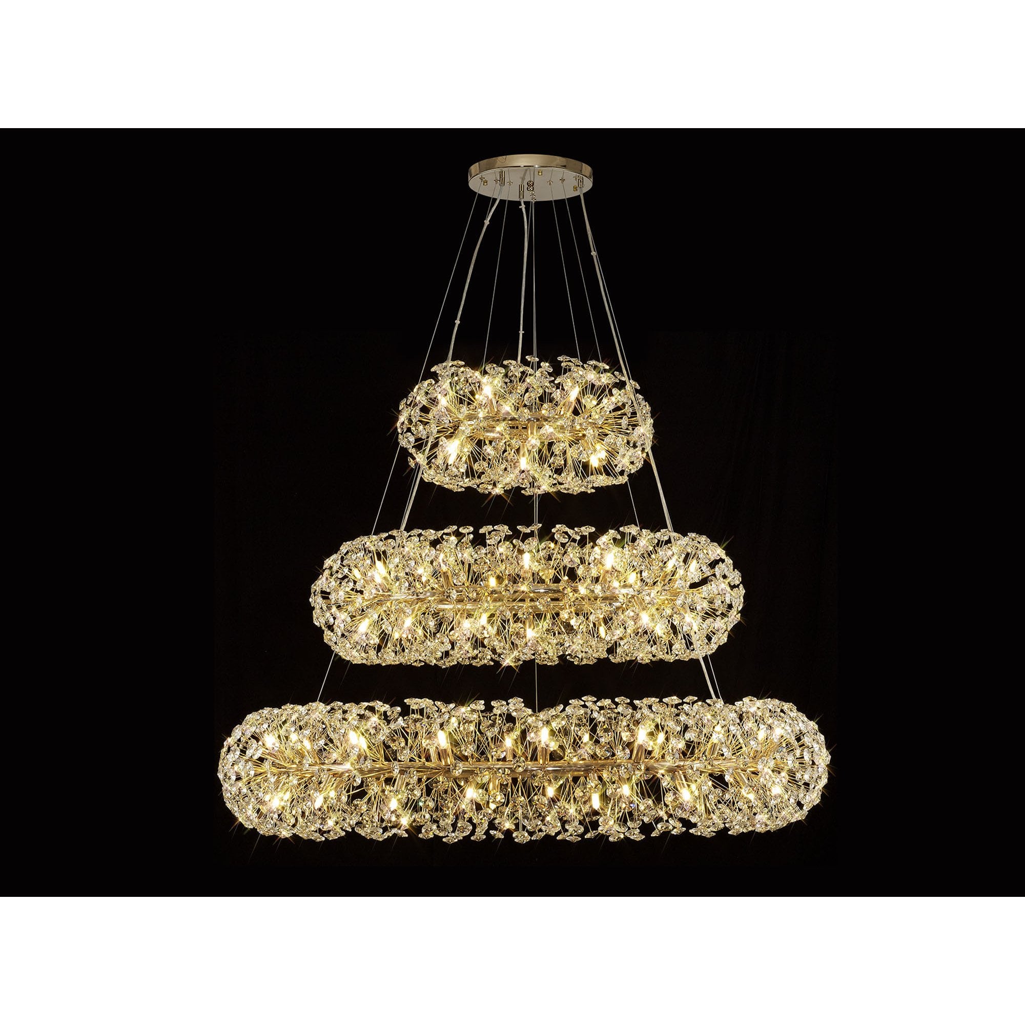 NL82089 Paris  74 Light 3 Tier Pendant French Gold Crystal