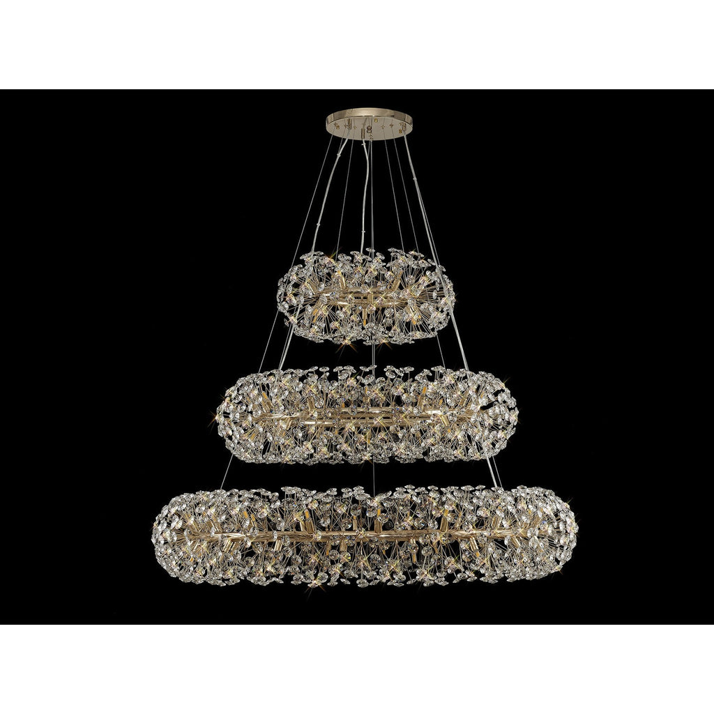 NL82089 Paris  74 Light 3 Tier Pendant French Gold Crystal