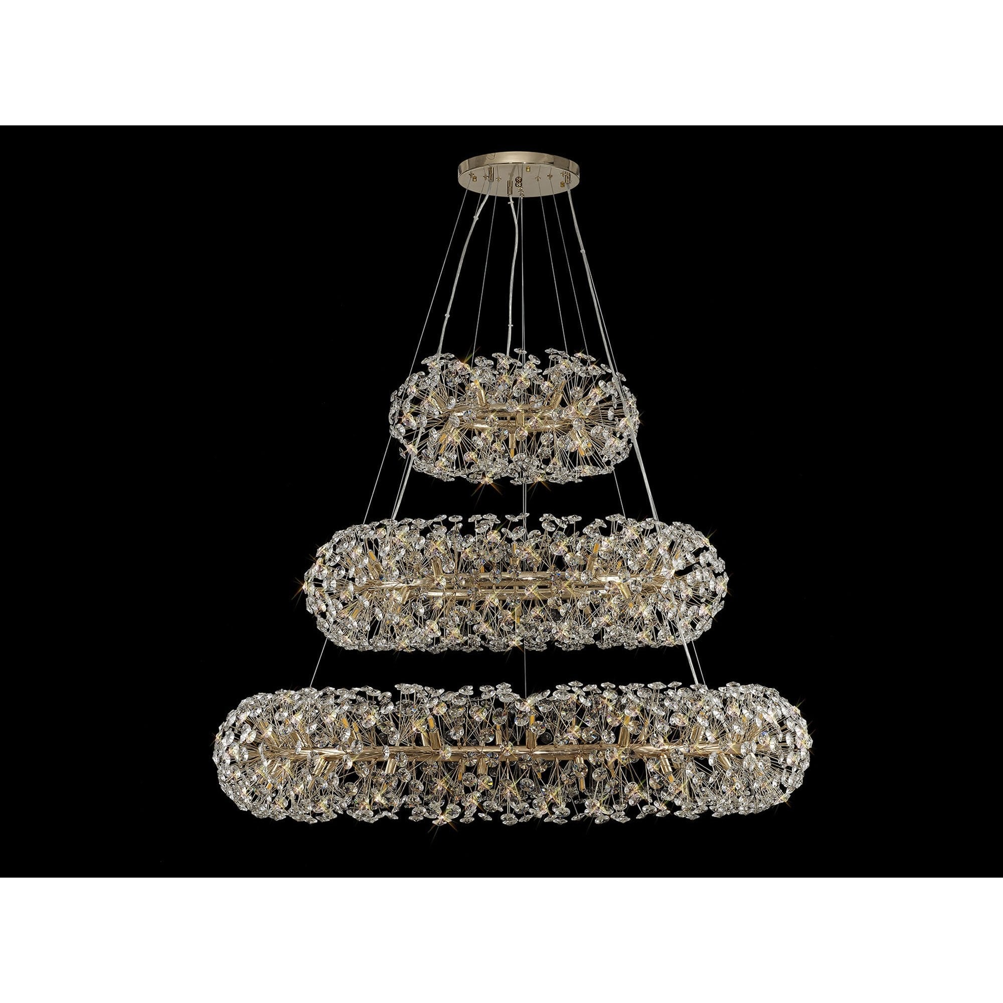 NL82089 Paris  74 Light 3 Tier Pendant French Gold Crystal