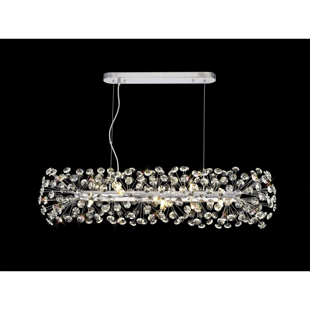 NL82929 Paris 10 Light Oblong Linear Pendant Polished Chrome Crystal