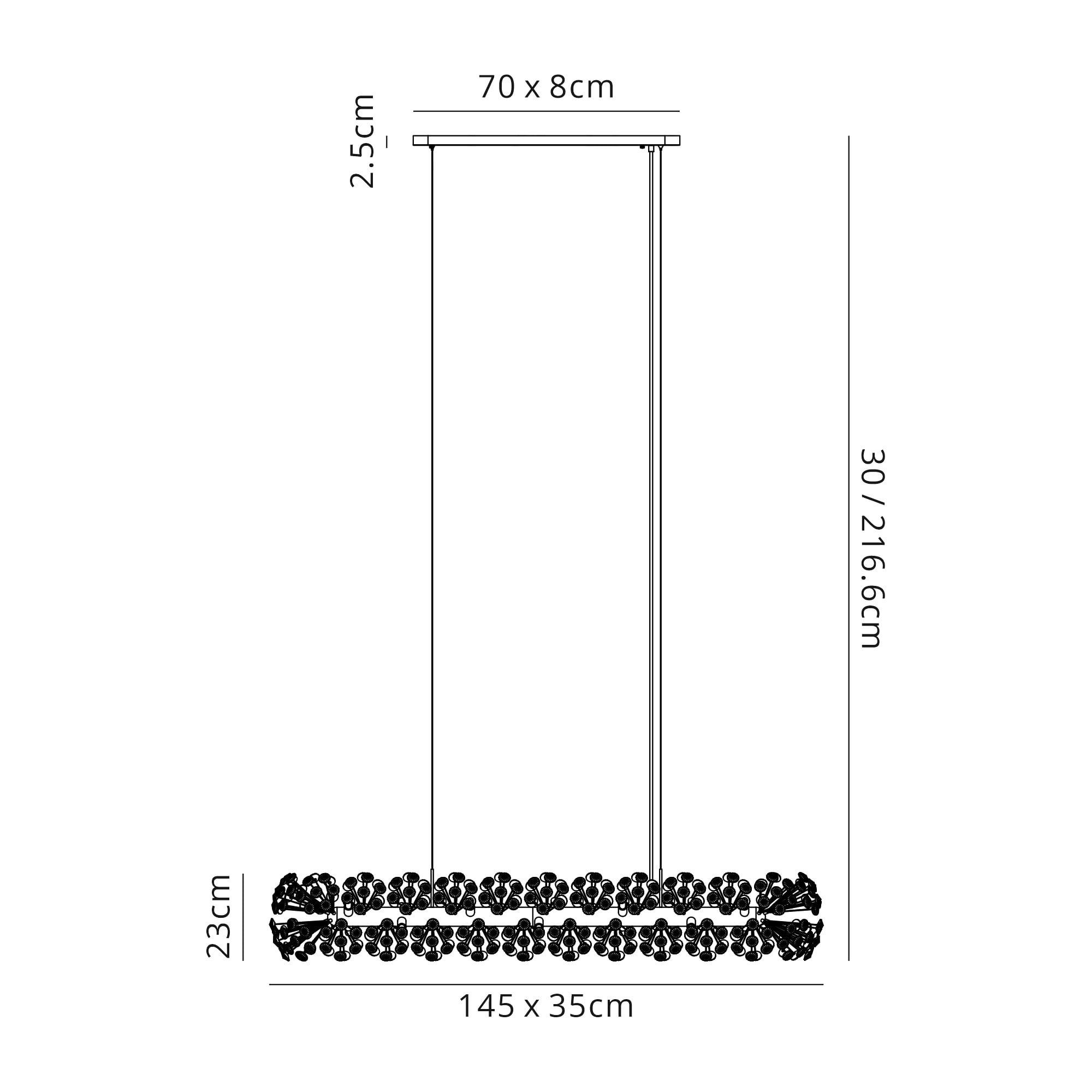 NL82939 Paris 14 Light Oblong Linear Pendant Polished Chrome Crystal