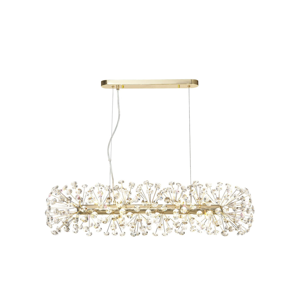 NL82949 Paris 10 Light Oblong Linear Pendant French Gold Crystal