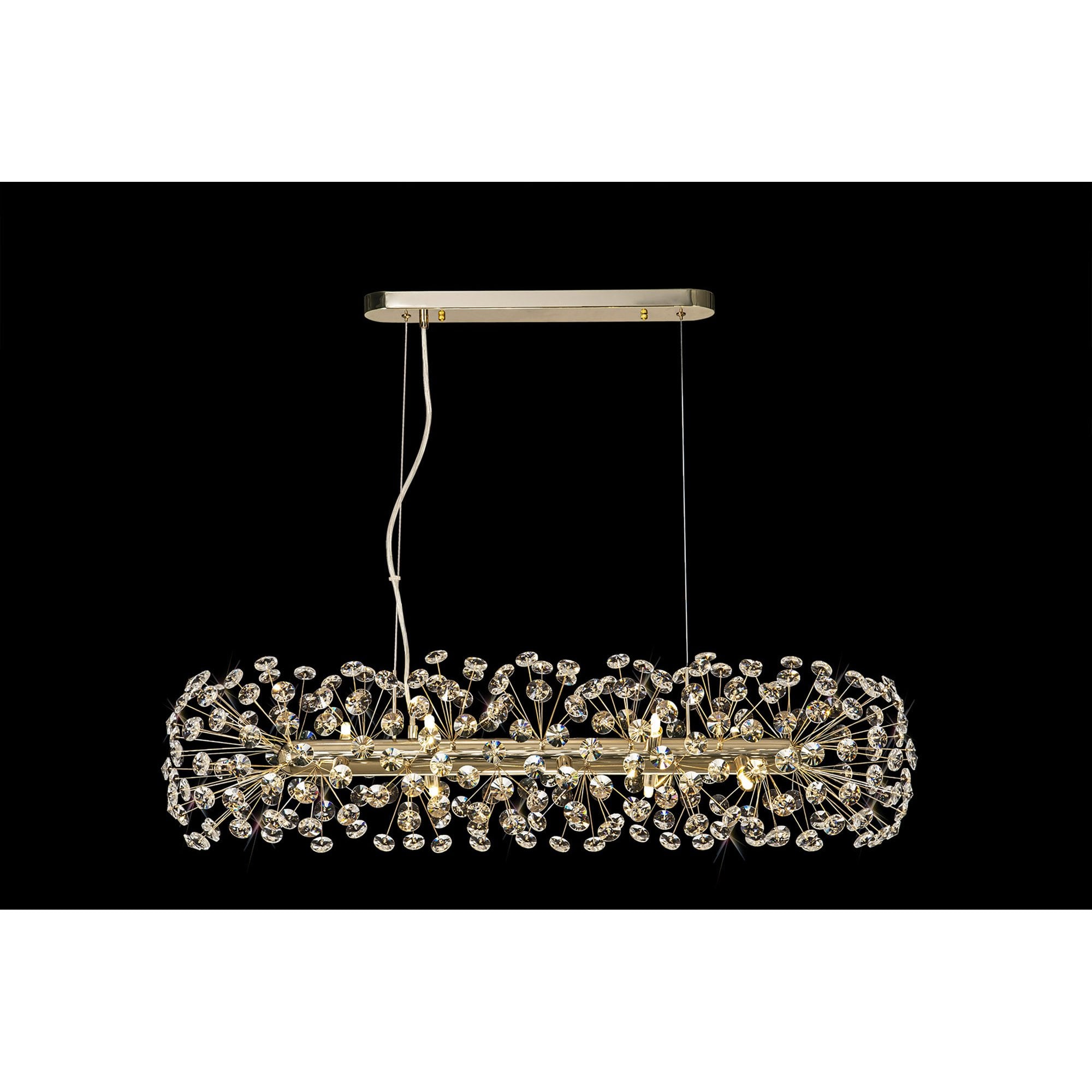 NL82949 Paris 10 Light Oblong Linear Pendant French Gold Crystal