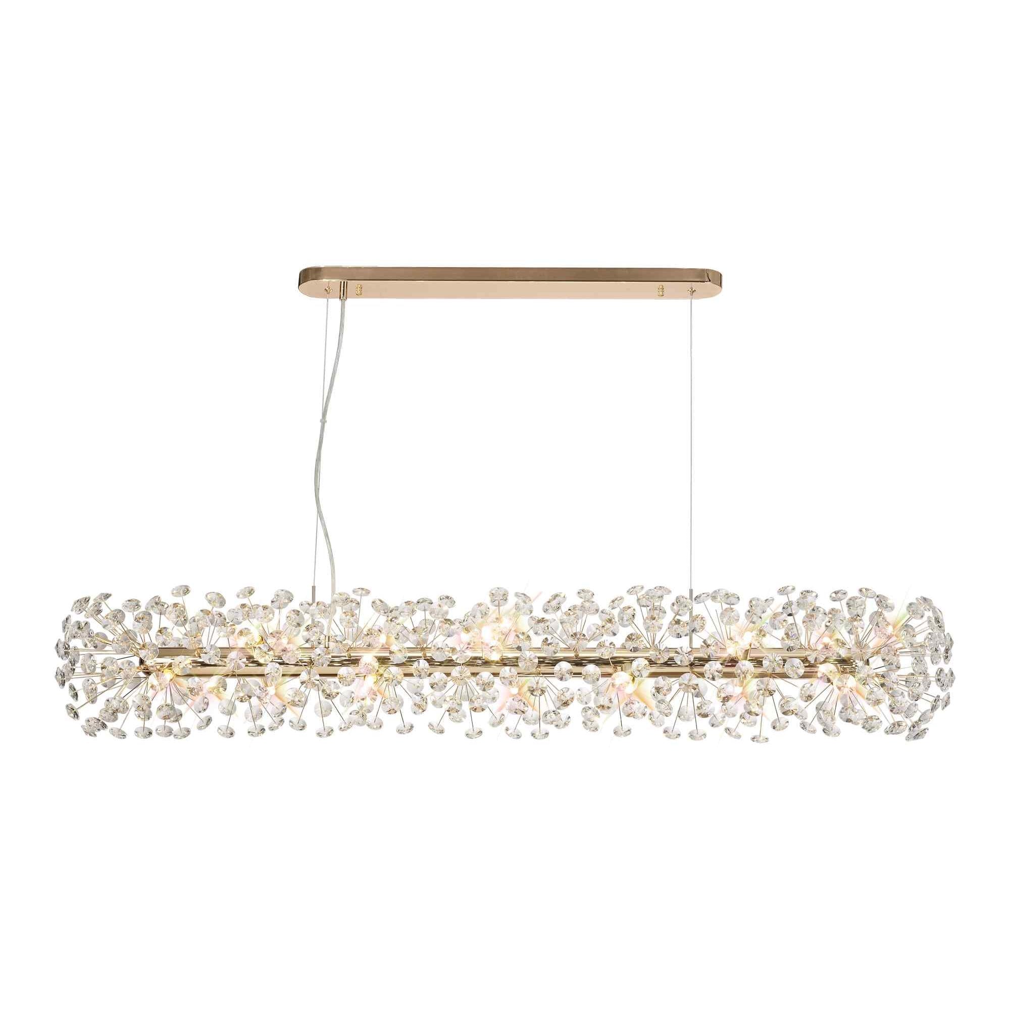 NL82959 Paris 14 Light Oblong Linear Pendant French Gold Crystal