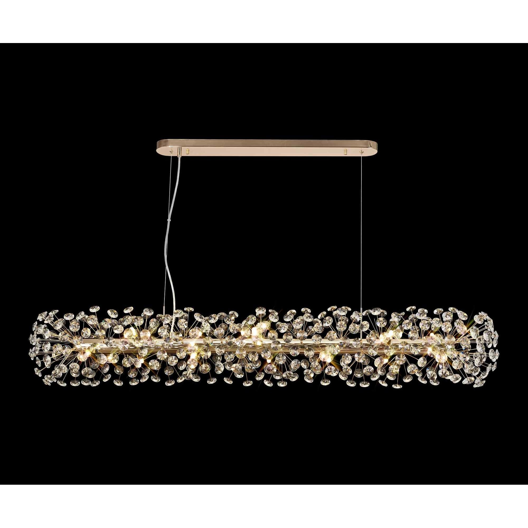 NL82959 Paris 14 Light Oblong Linear Pendant French Gold Crystal