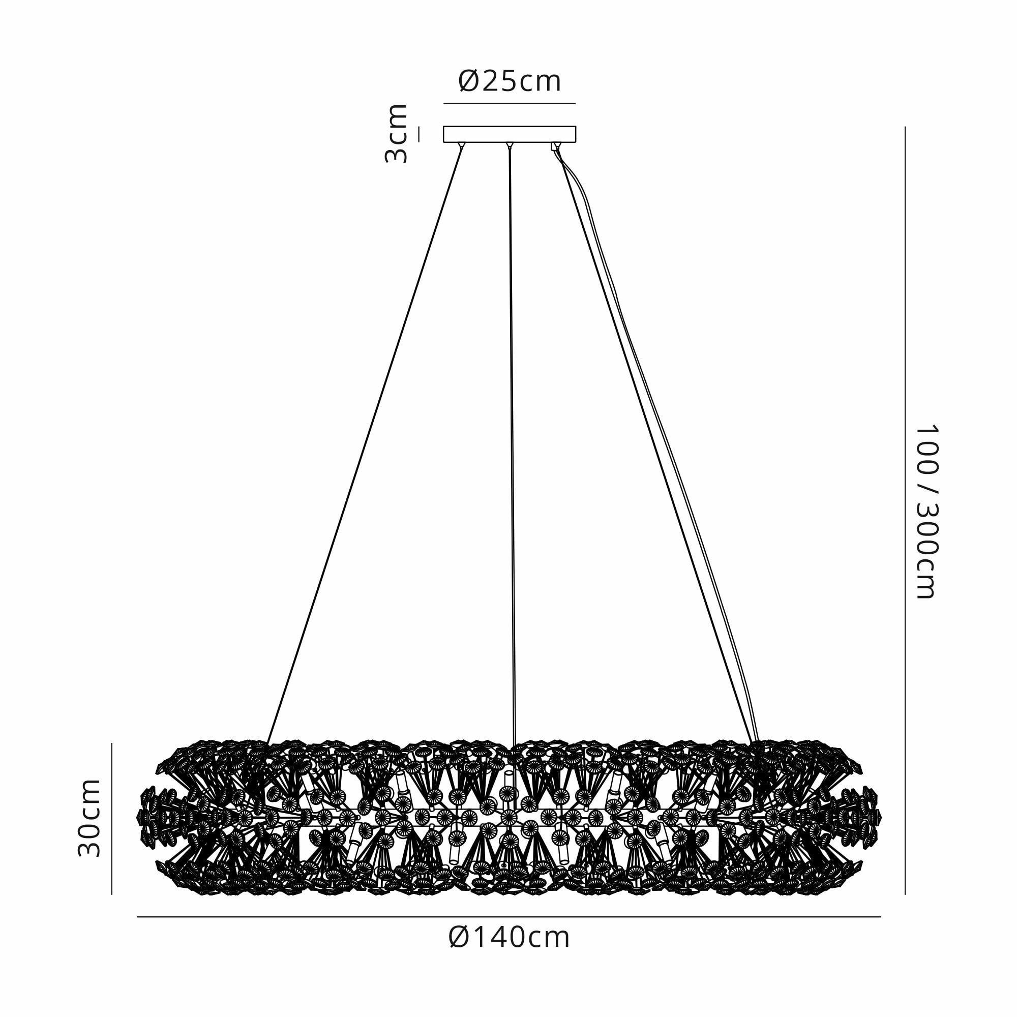 NL83849 Paris 36 Light Pendant Polished Chrome Crystal