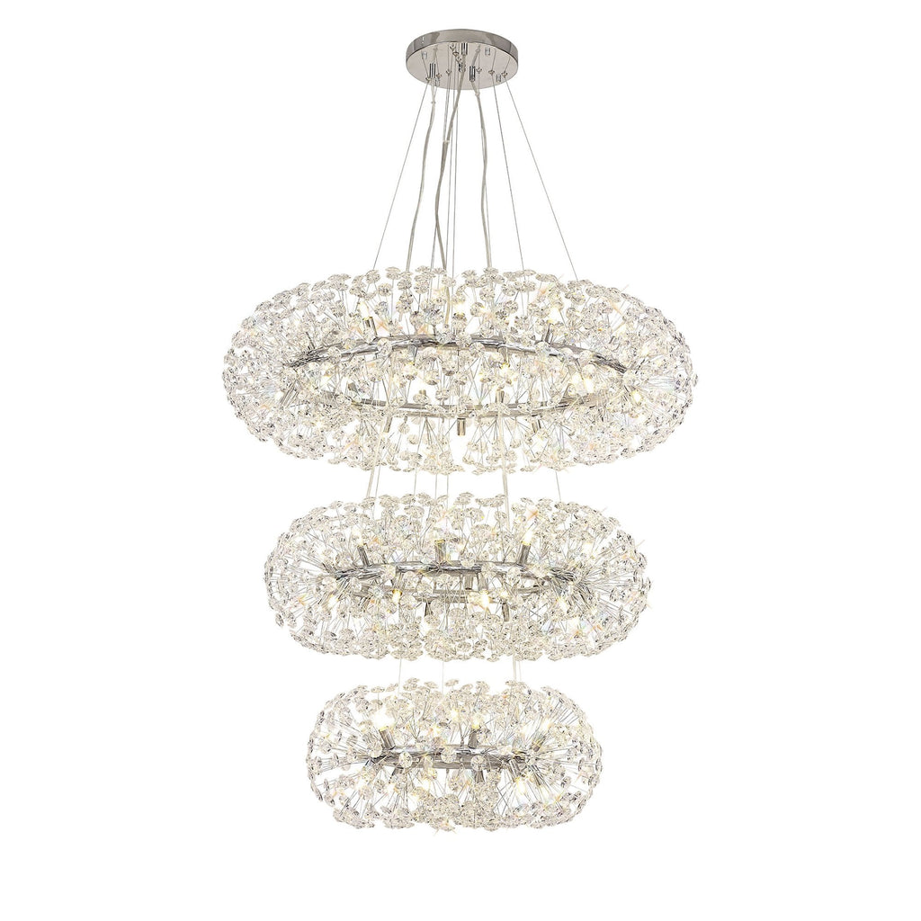 NL84239 Paris 58 Light 3 Tier Pendant Polished Chrome Crystal