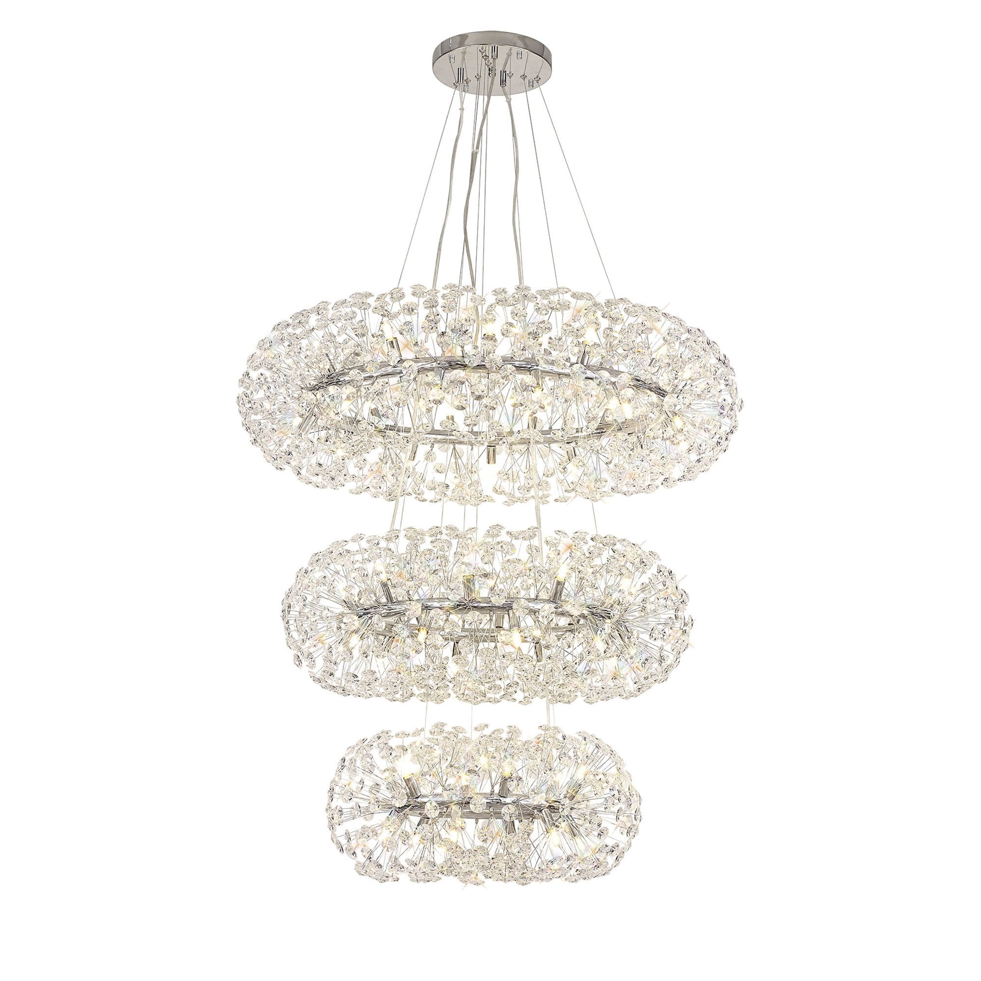 NL84239 Paris 58 Light 3 Tier Pendant Polished Chrome Crystal