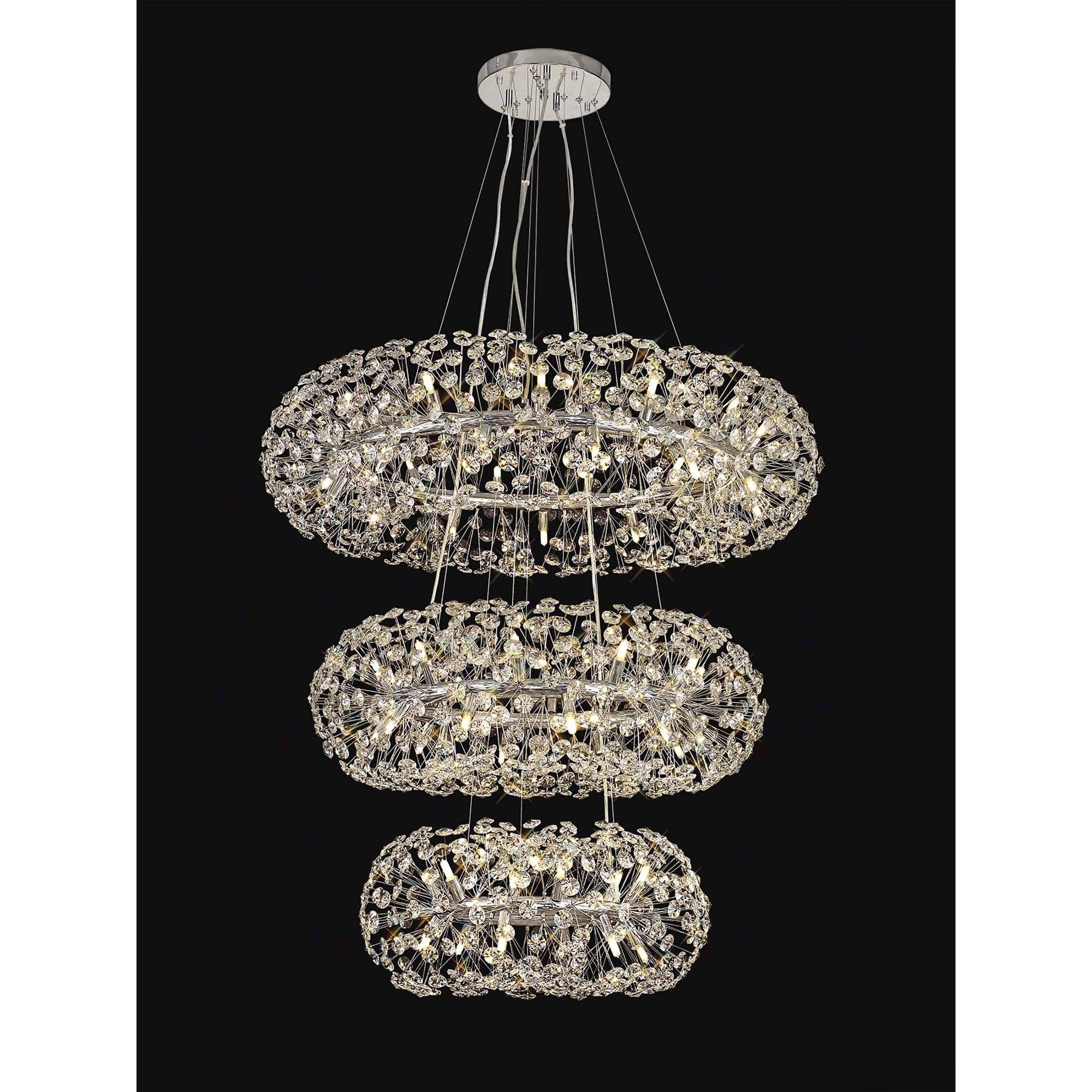 NL84239 Paris 58 Light 3 Tier Pendant Polished Chrome Crystal