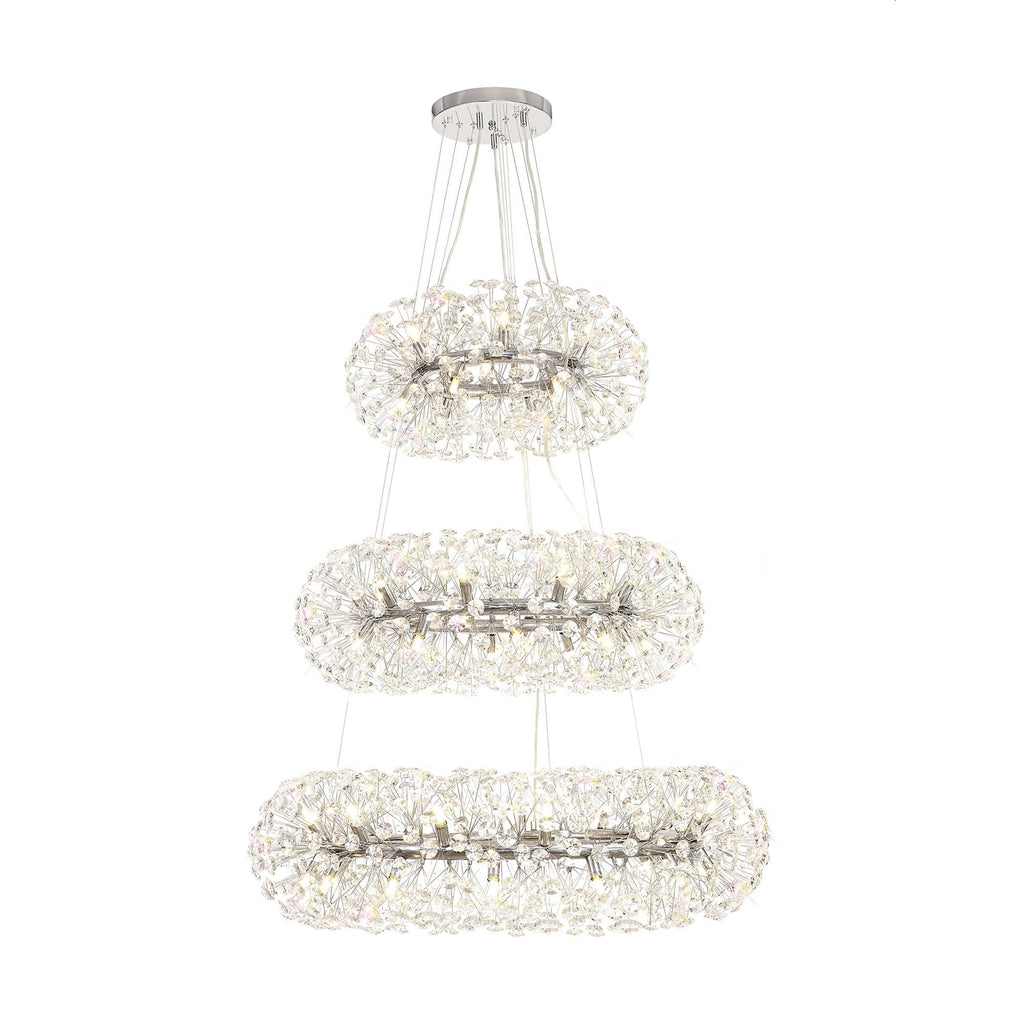 NL84239 Paris 58 Light 3 Tier Pendant Polished Chrome Crystal