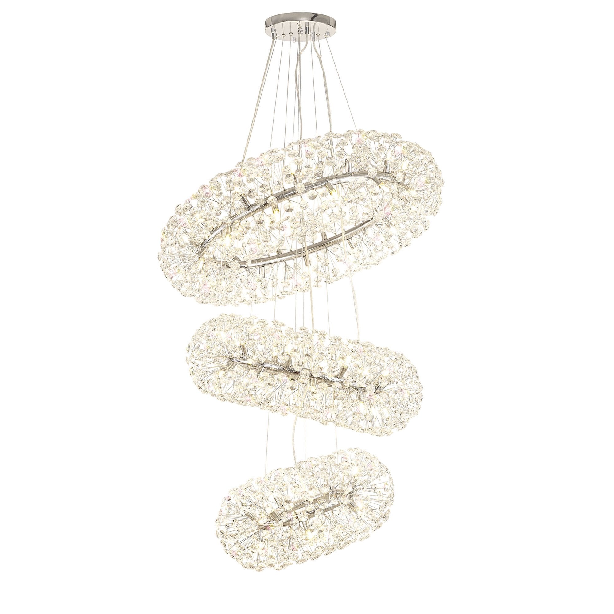 NL84239 Paris 58 Light 3 Tier Pendant Polished Chrome Crystal