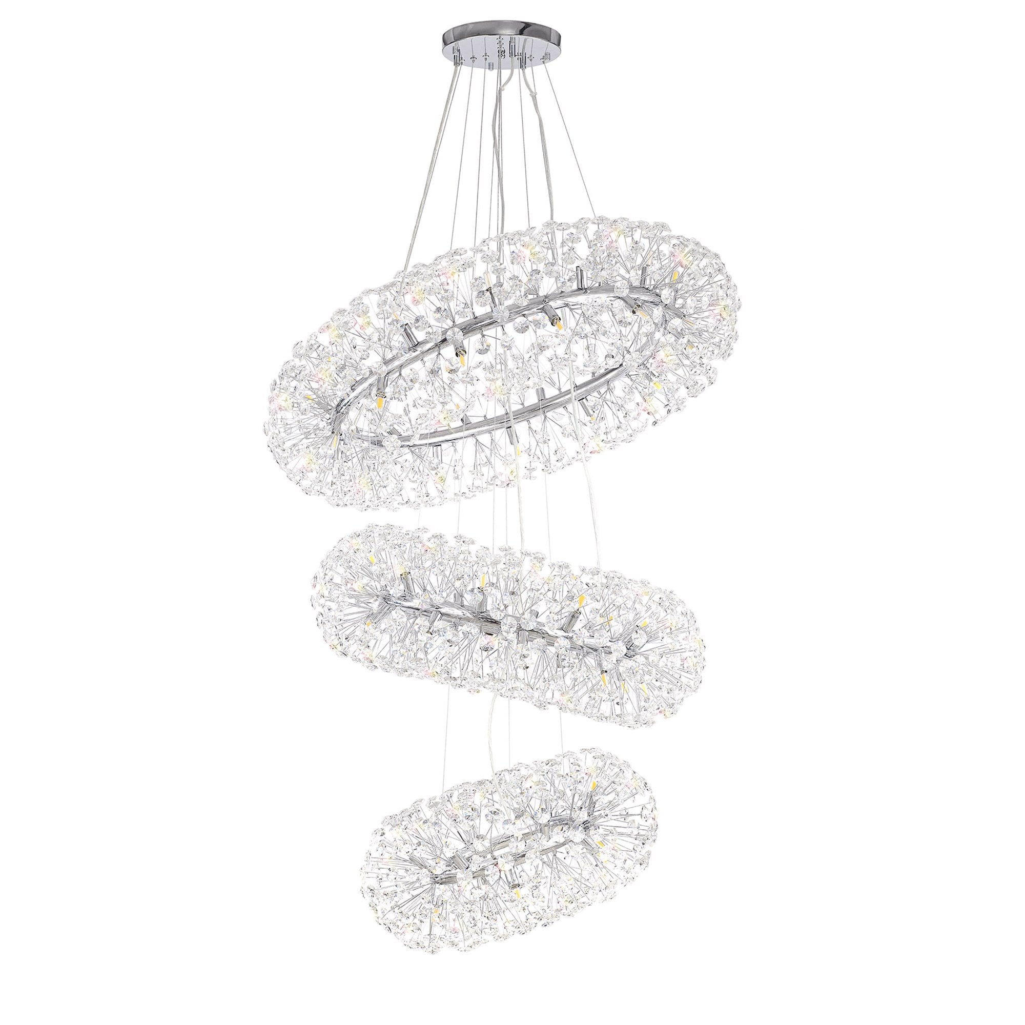 NL84239 Paris 58 Light 3 Tier Pendant Polished Chrome Crystal