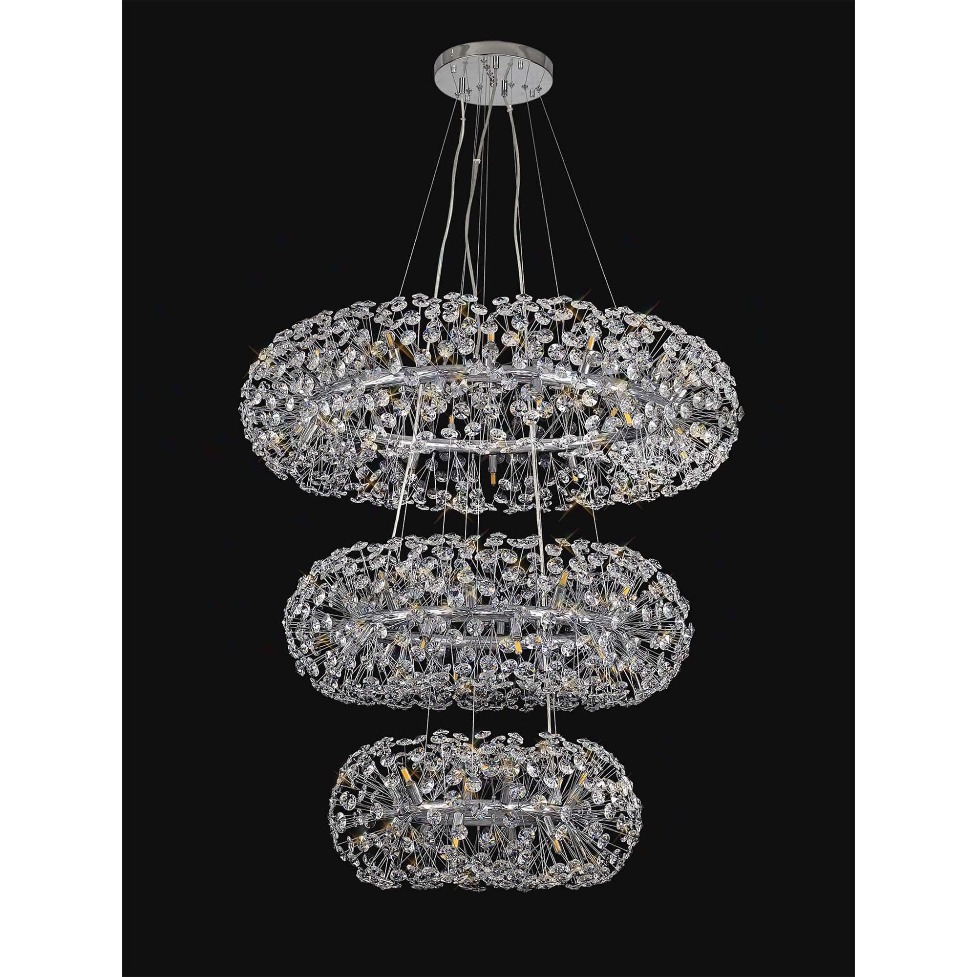 NL84239 Paris 58 Light 3 Tier Pendant Polished Chrome Crystal