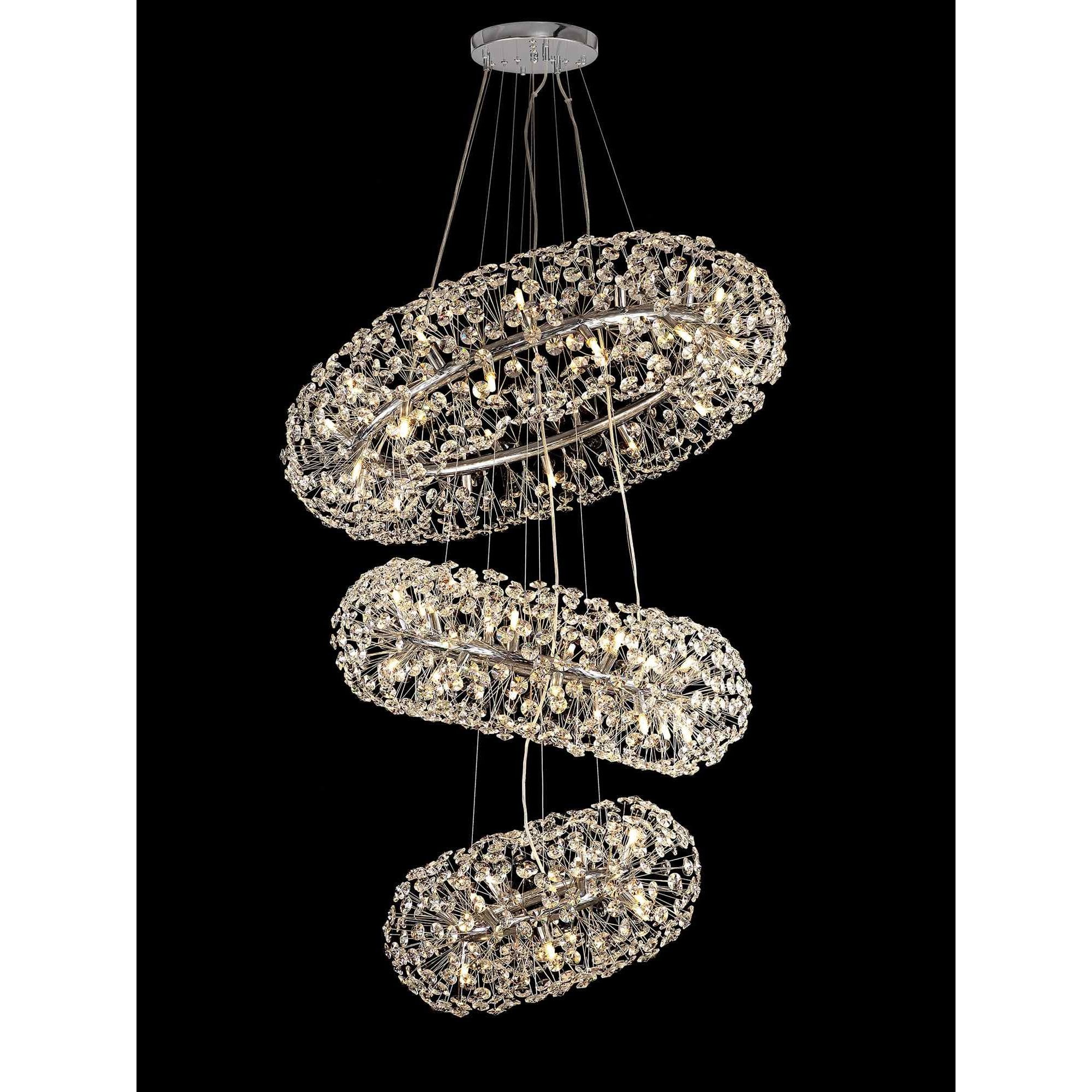NL84239 Paris 58 Light 3 Tier Pendant Polished Chrome Crystal